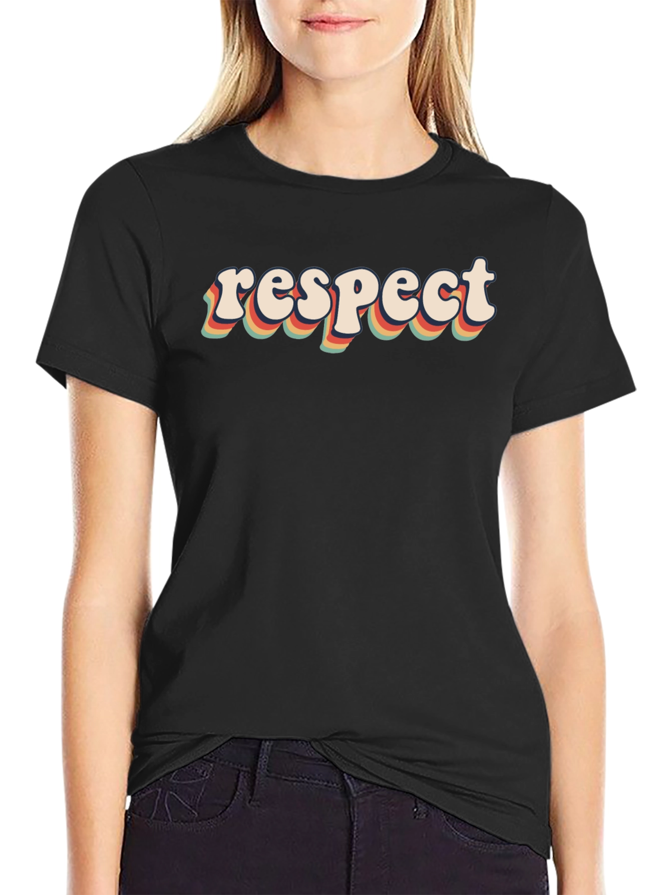 Black Retro Respect Graphic Tee - Black view 2