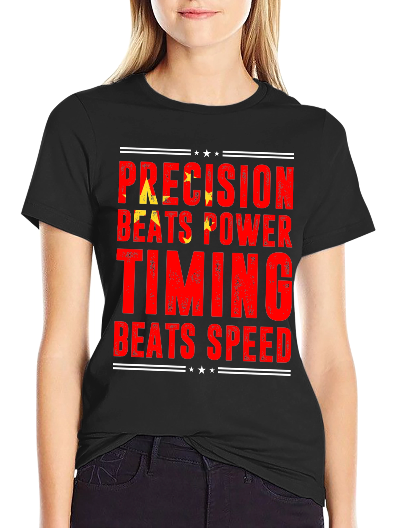 Black Precision Beats Power Timing Speed Tee view 2