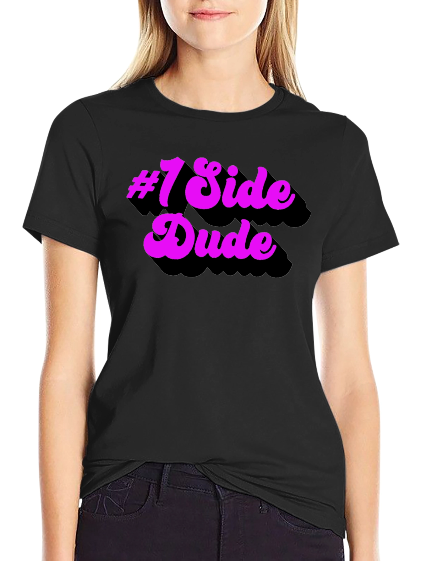 Black #1 Side Dude T-Shirt - Funny Novelty Tee view 2