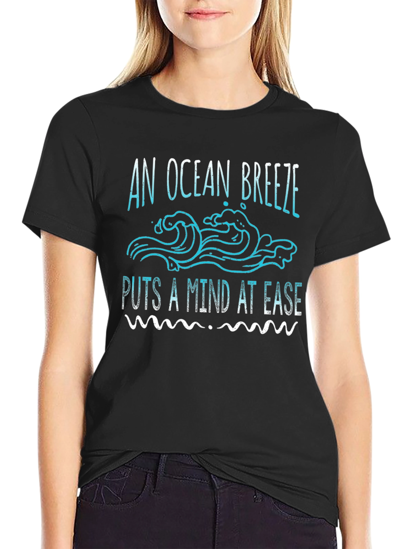 Black Ocean Breeze Graphic Tee - Relaxed Fit Black T-Shirt view 2