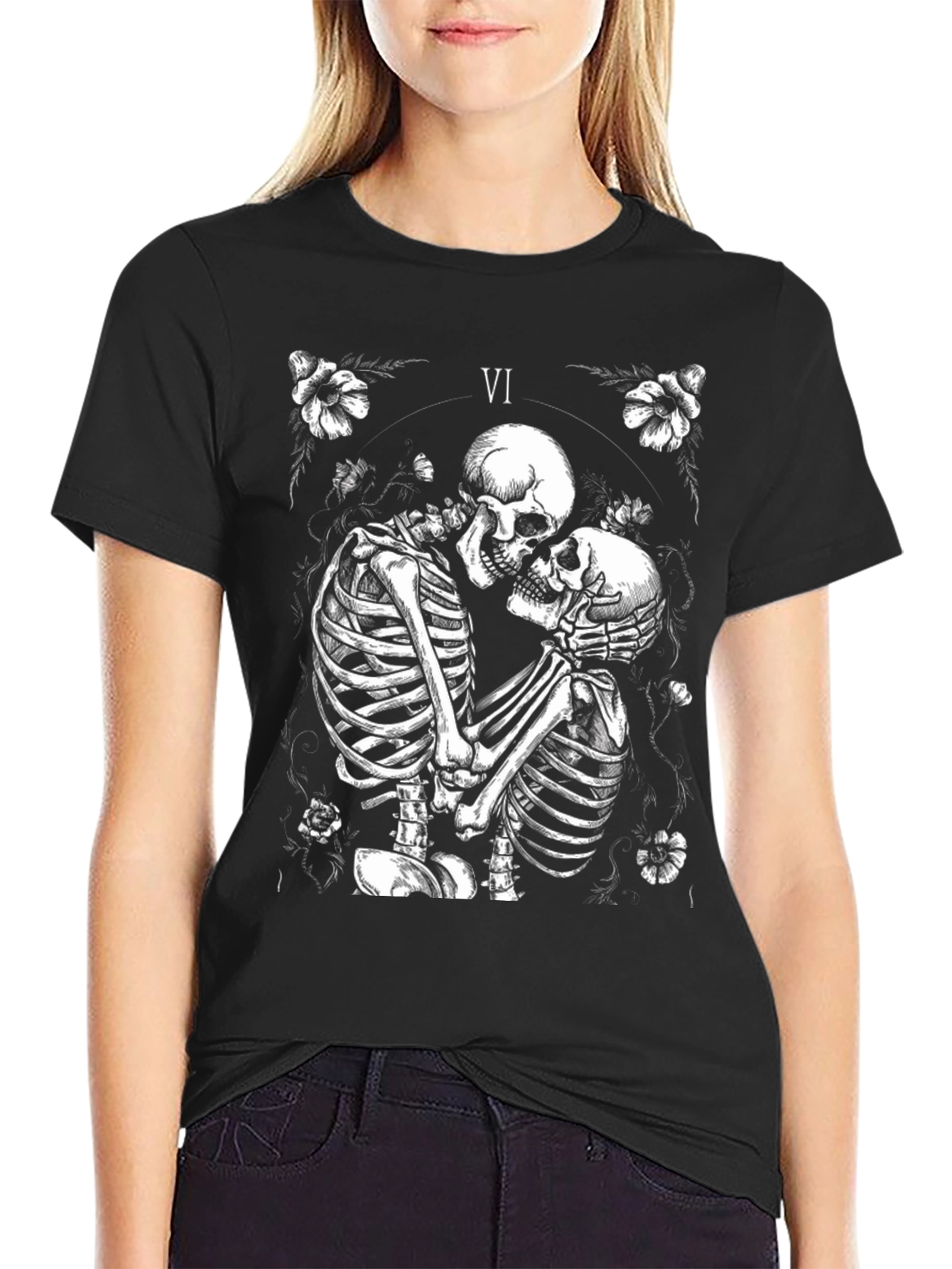 Black Skeleton Love T-Shirt view 2