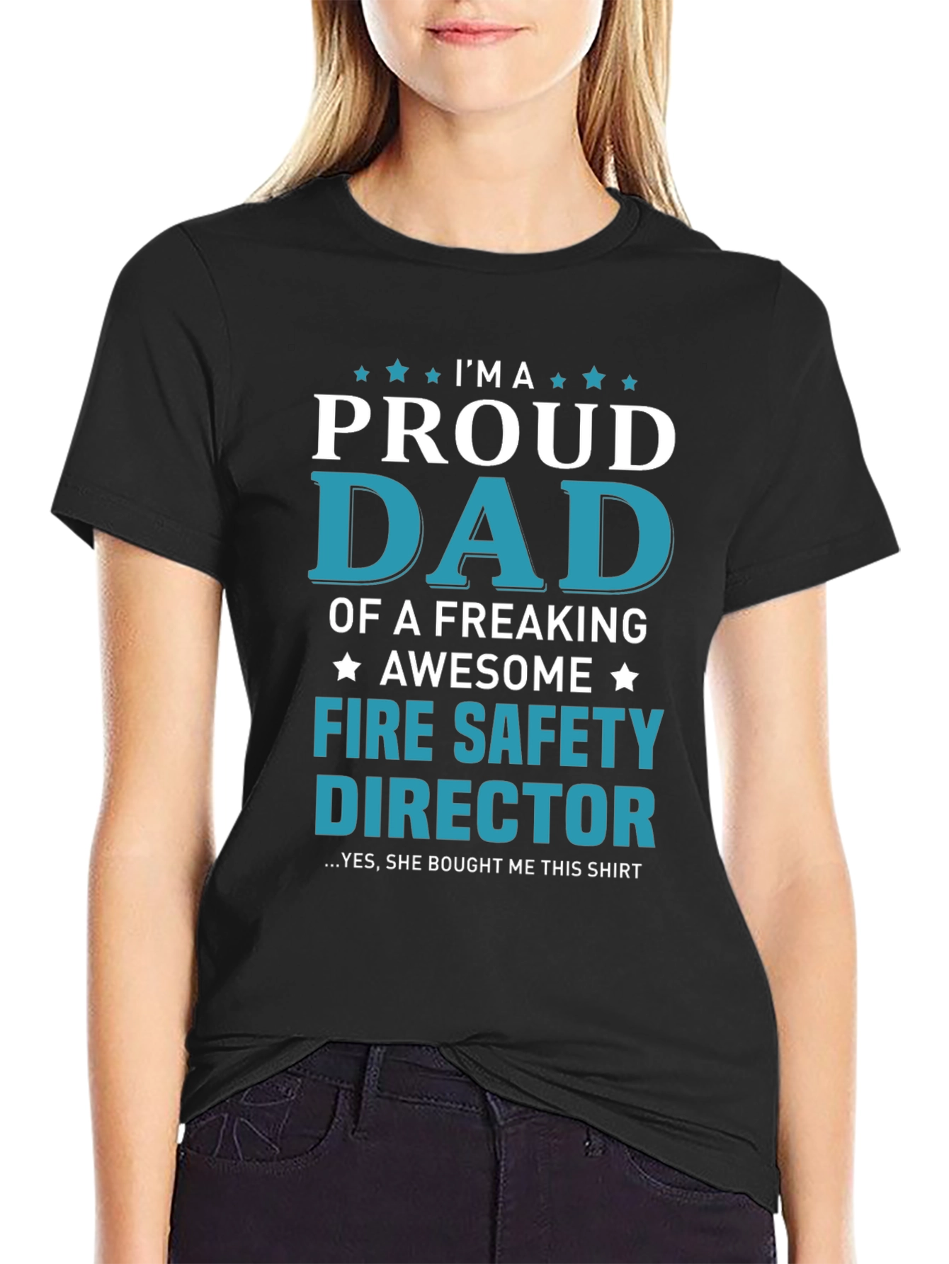 Black Proud Dad Fire Safety Director Graphic T-Shirt view 2