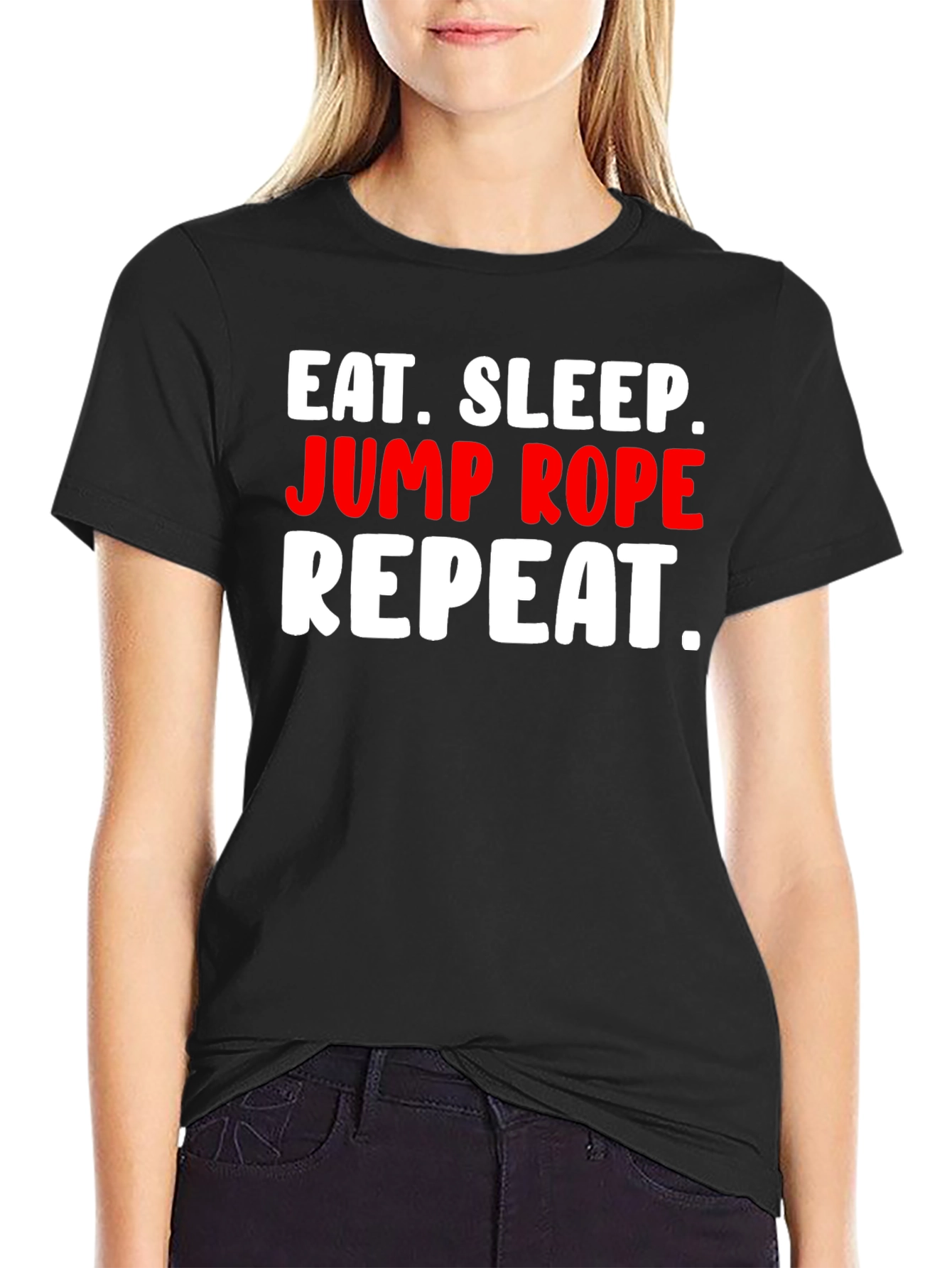 Black Eat Sleep Jump Rope Repeat T-Shirt view 2