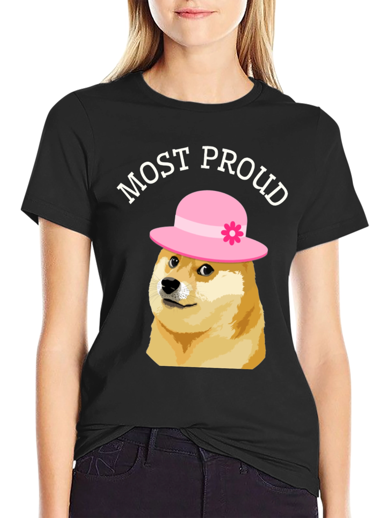 Black Most Proud Doge T-Shirt - Black view 2
