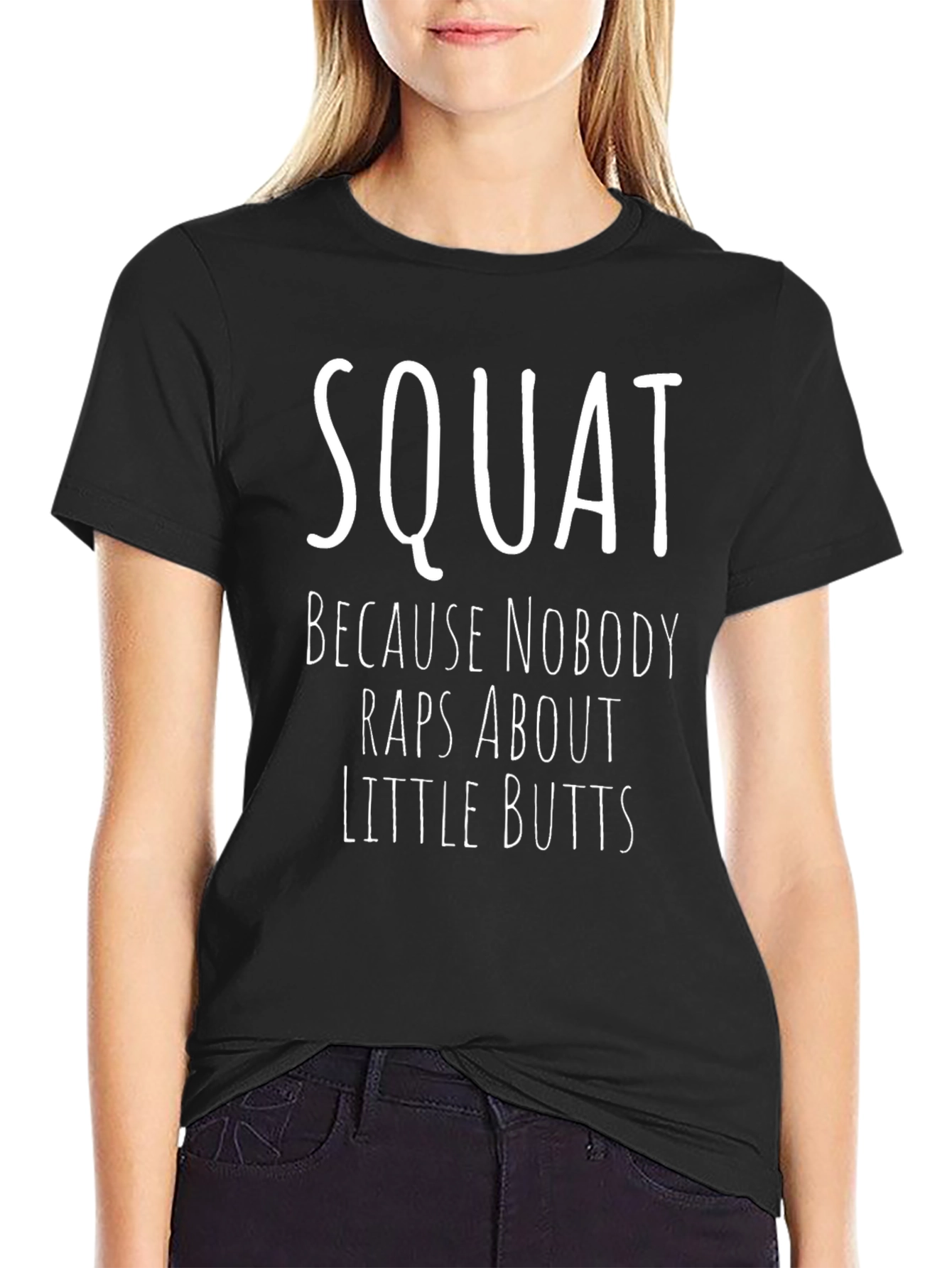 Black Squat Funny Gym Workout T-Shirt view 2
