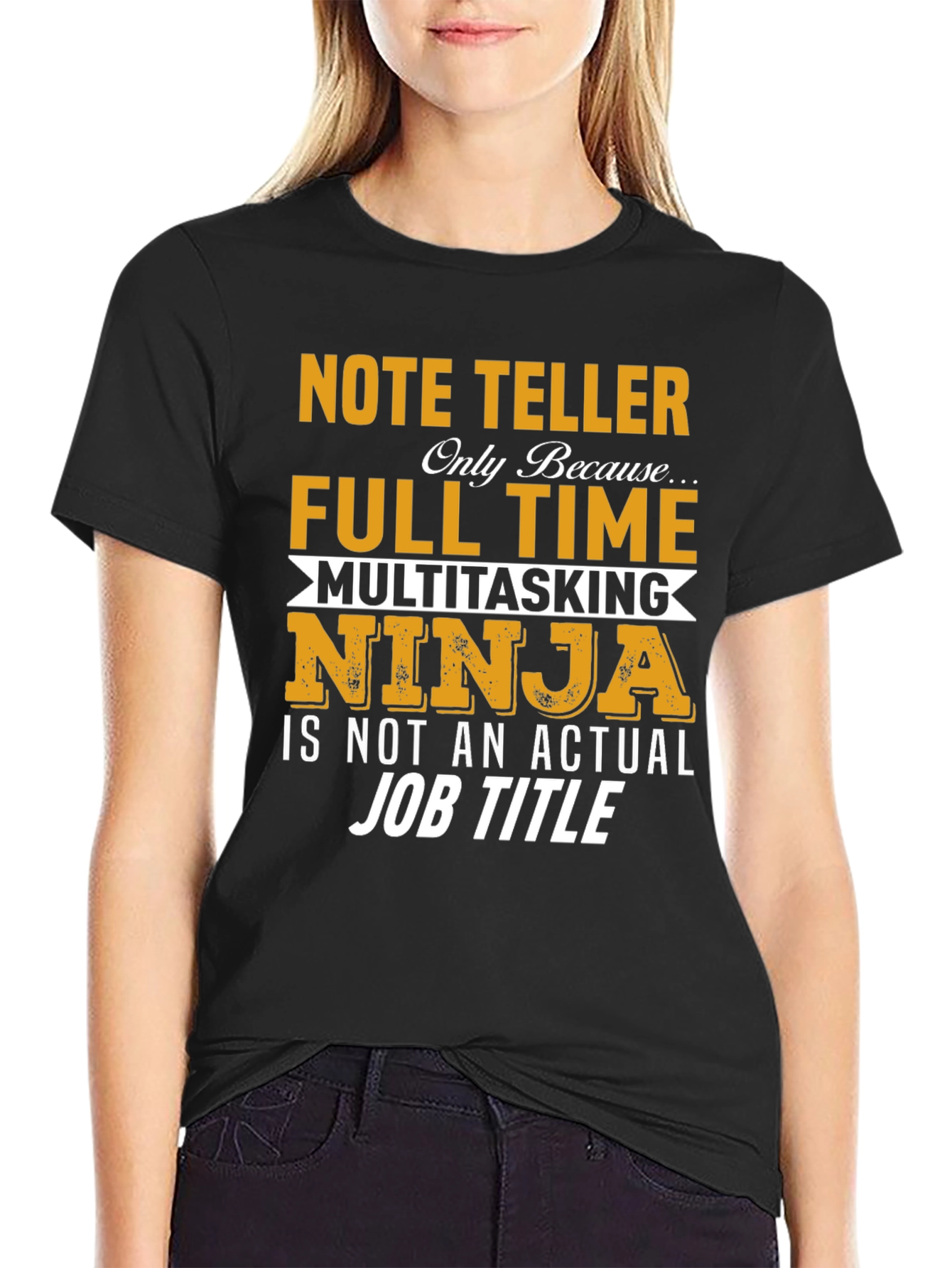 Black Note Teller Multitasking Ninja T-Shirt view 2