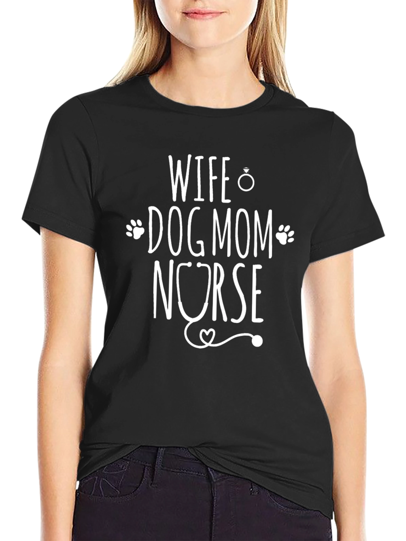 Black Wife Dog Mom Nurse Graphic Tee view 2