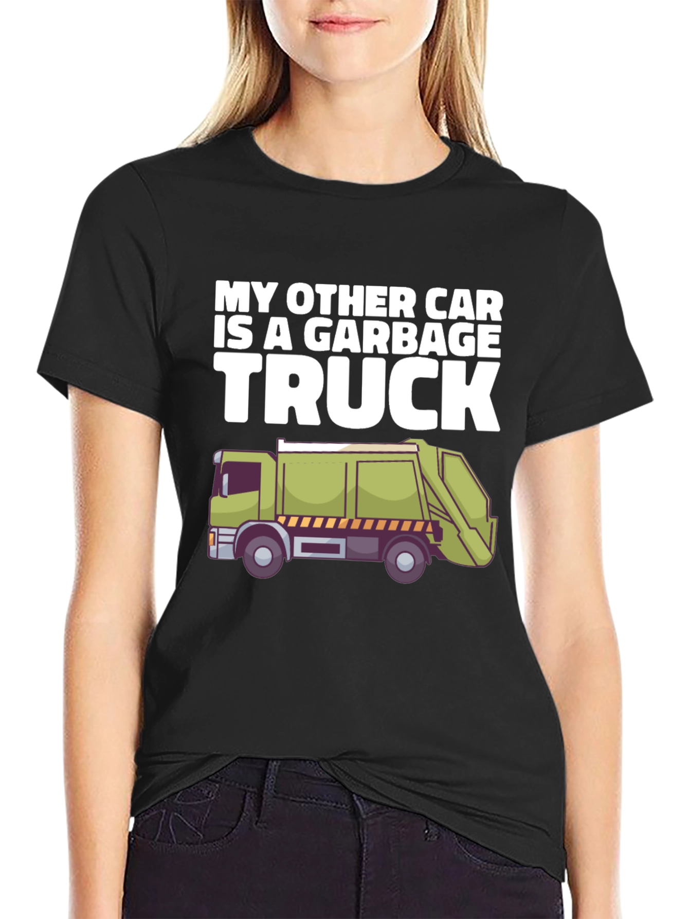 Black Garbage Truck T-Shirt - Funny Car Alternative Tee view 2