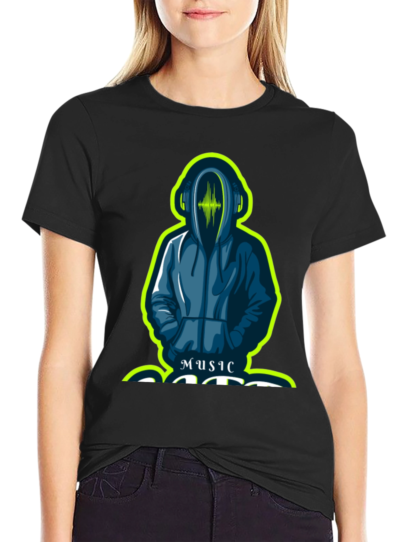 Black Music Lover's Hooded Graphic Tee view 2