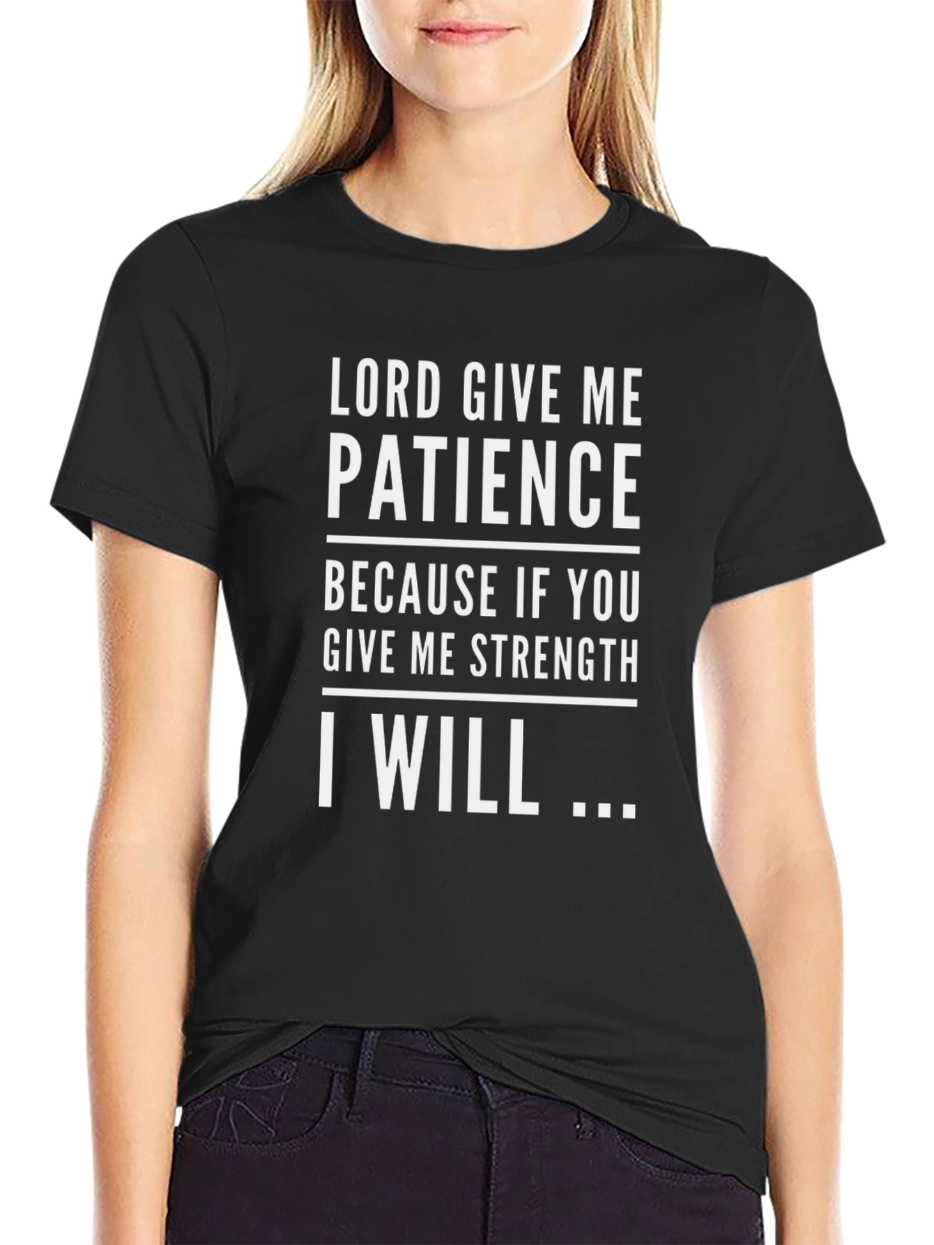 Black Lord Give Me Patience Graphic Tee view 2