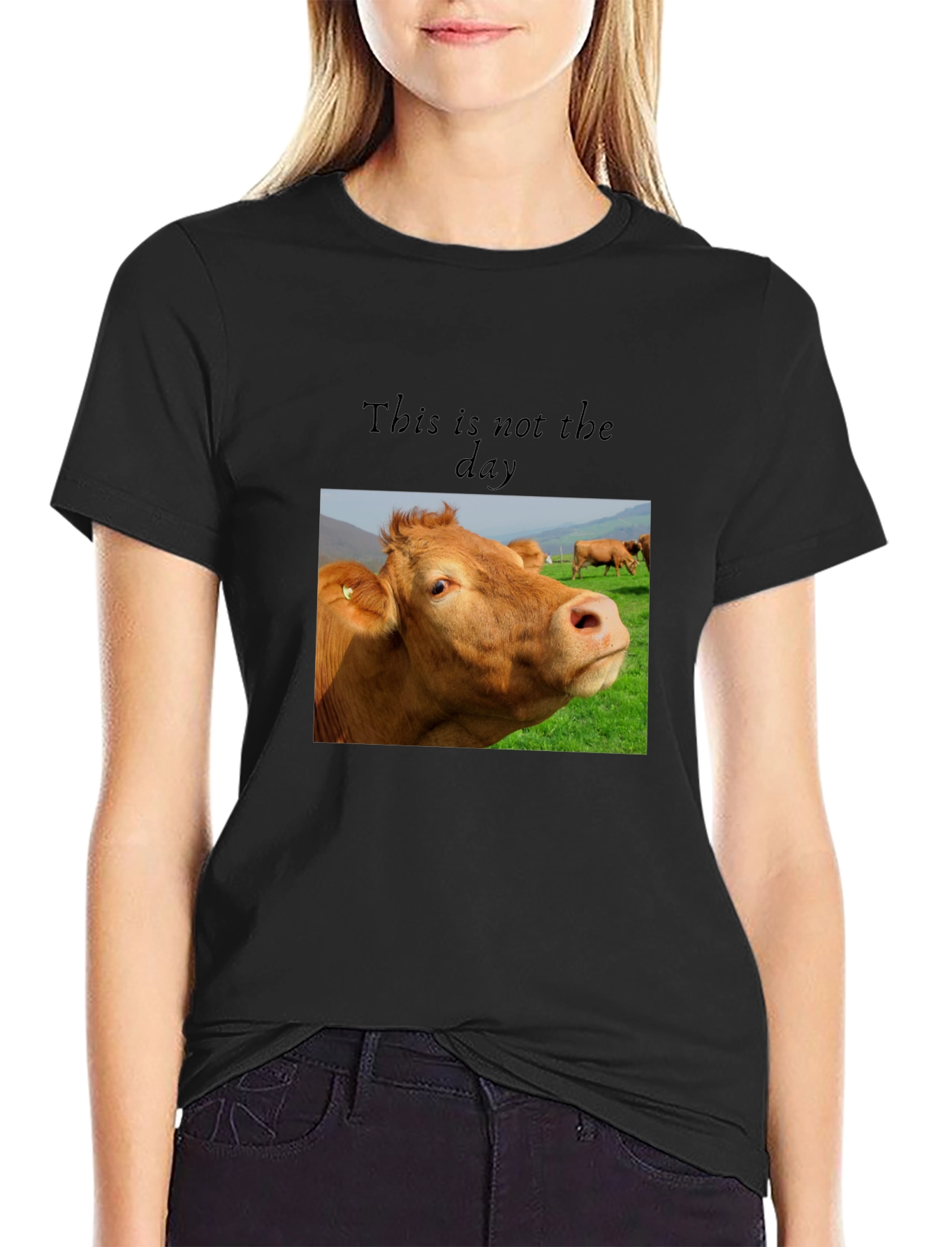 Black Cow Graphic T-Shirt - "This is not the day" view 2