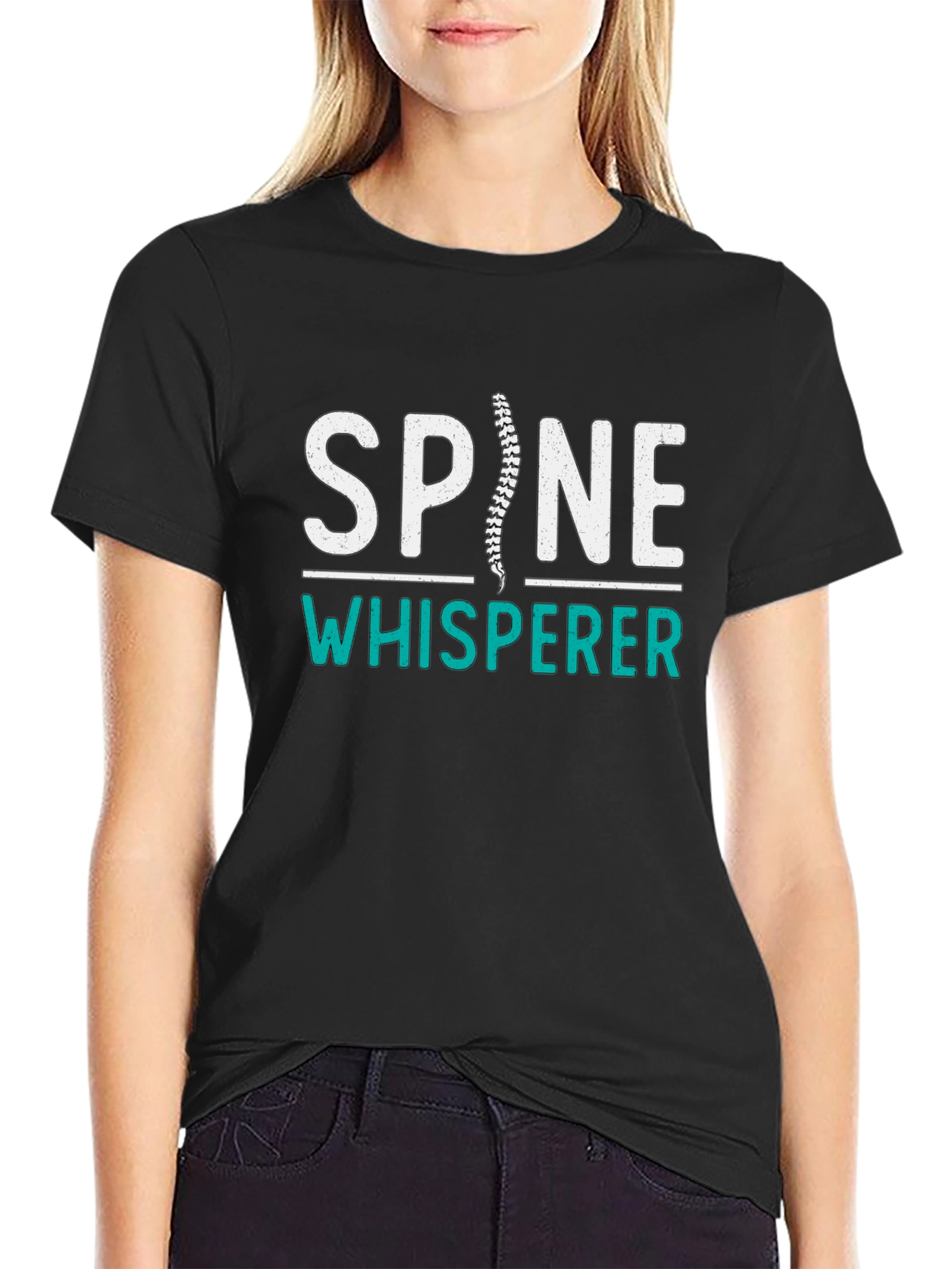 Black Spine Whisperer Graphic T-Shirt - Chiropractic Humor Tee view 2