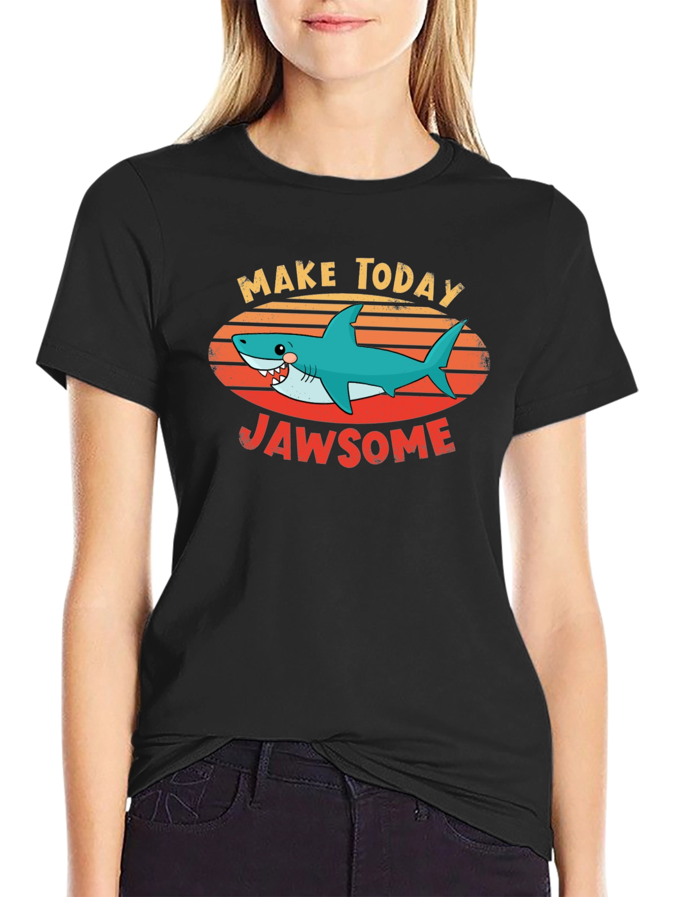 Black Jawsome Shark Graphic T-Shirt view 2
