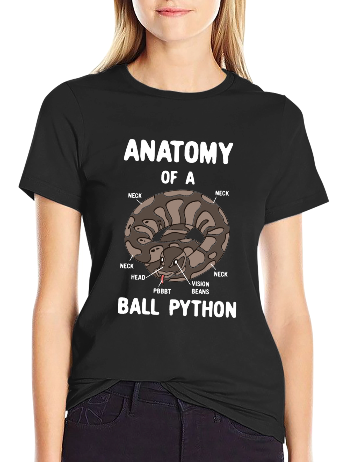 Black Anatomy of a Ball Python T-Shirt view 2