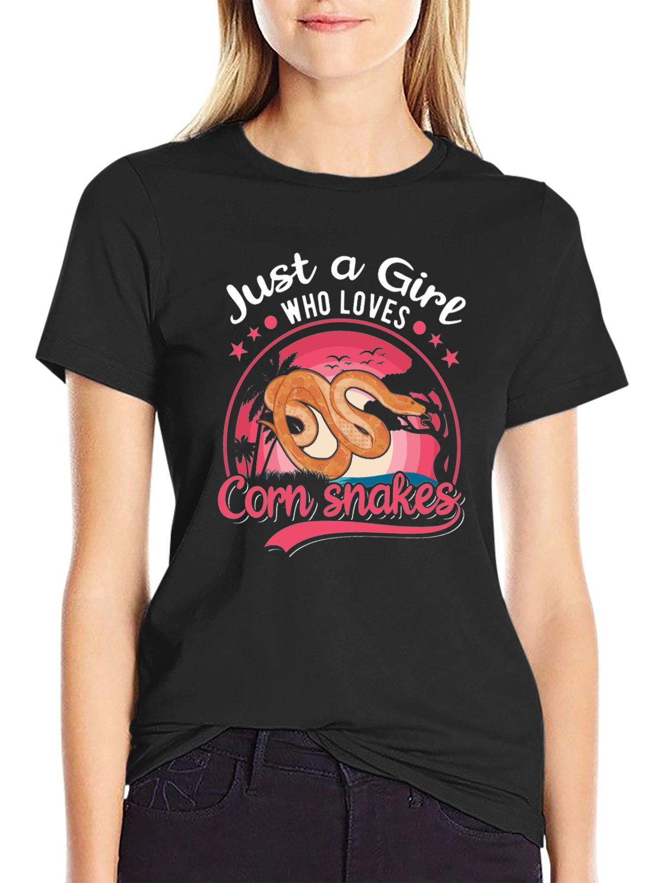 Black Just A Girl Who Loves Corn Snakes T-Shirt view 2