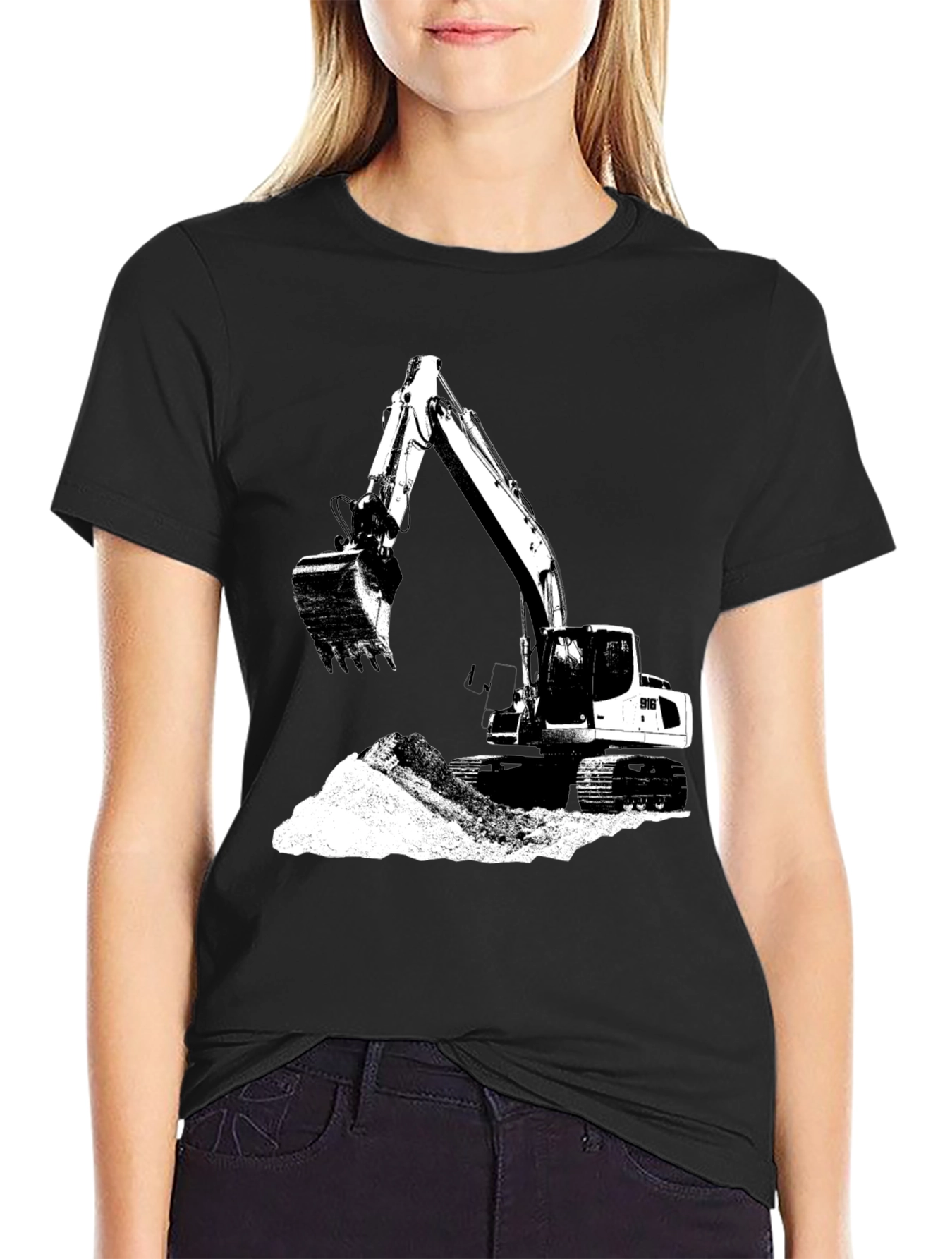 Black Excavator Graphic Tee - Black view 2