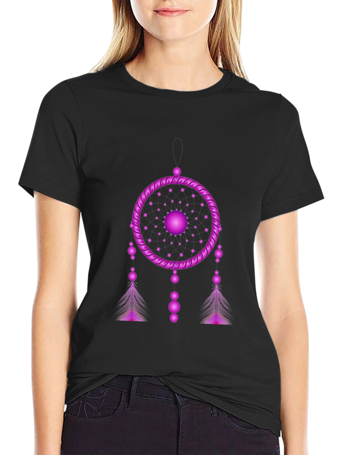 Black Dreamcatcher Graphic Black T-Shirt view 2