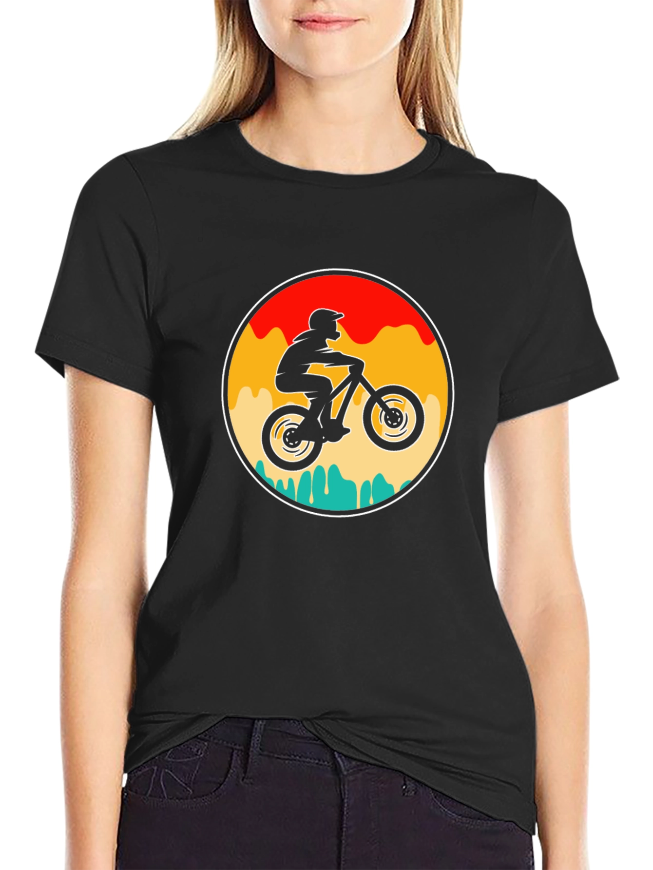 Black Mountain Biker Graphic Tee - Retro Style view 2