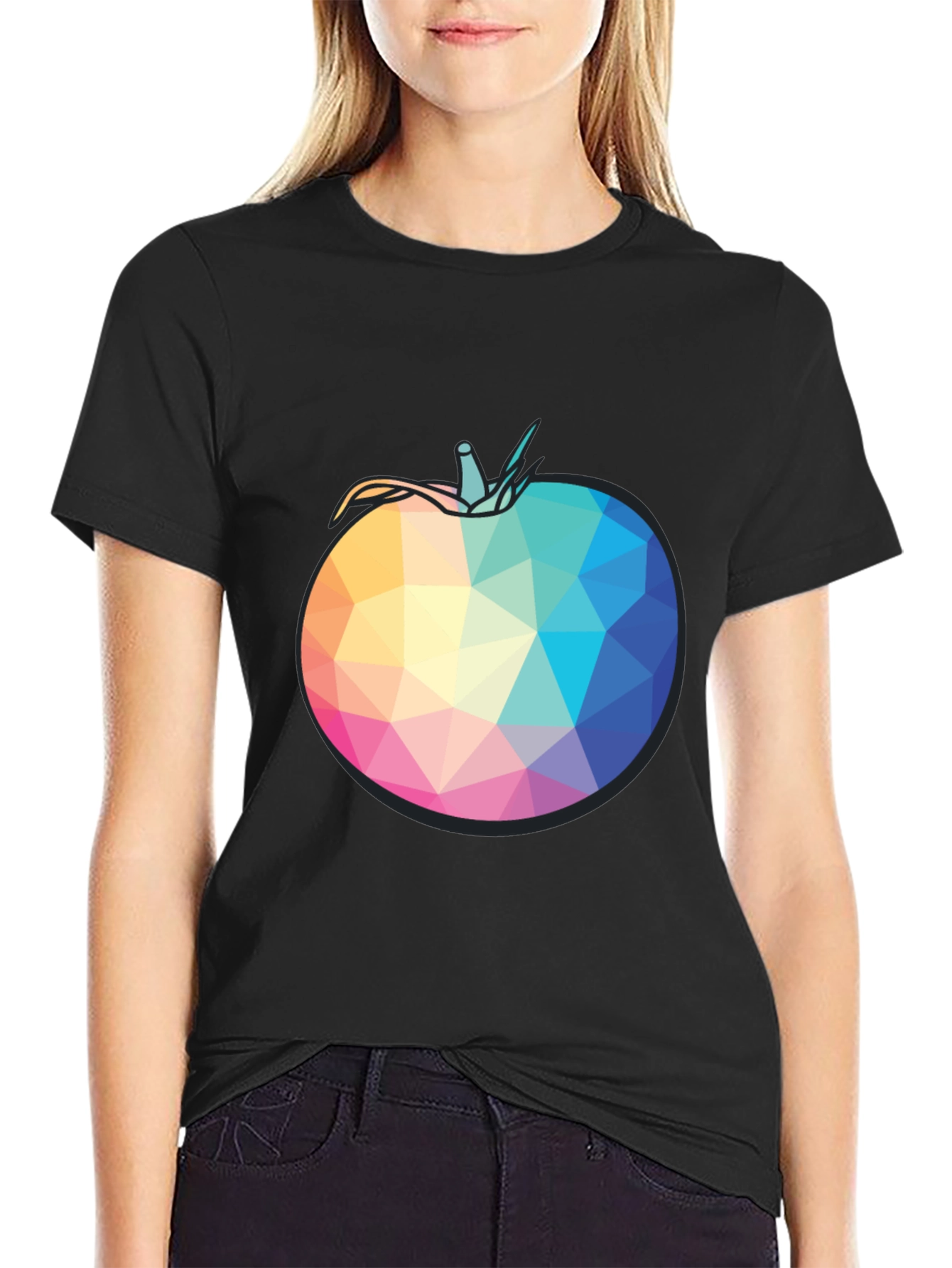 Black Geometric Tomato Black T-Shirt view 2