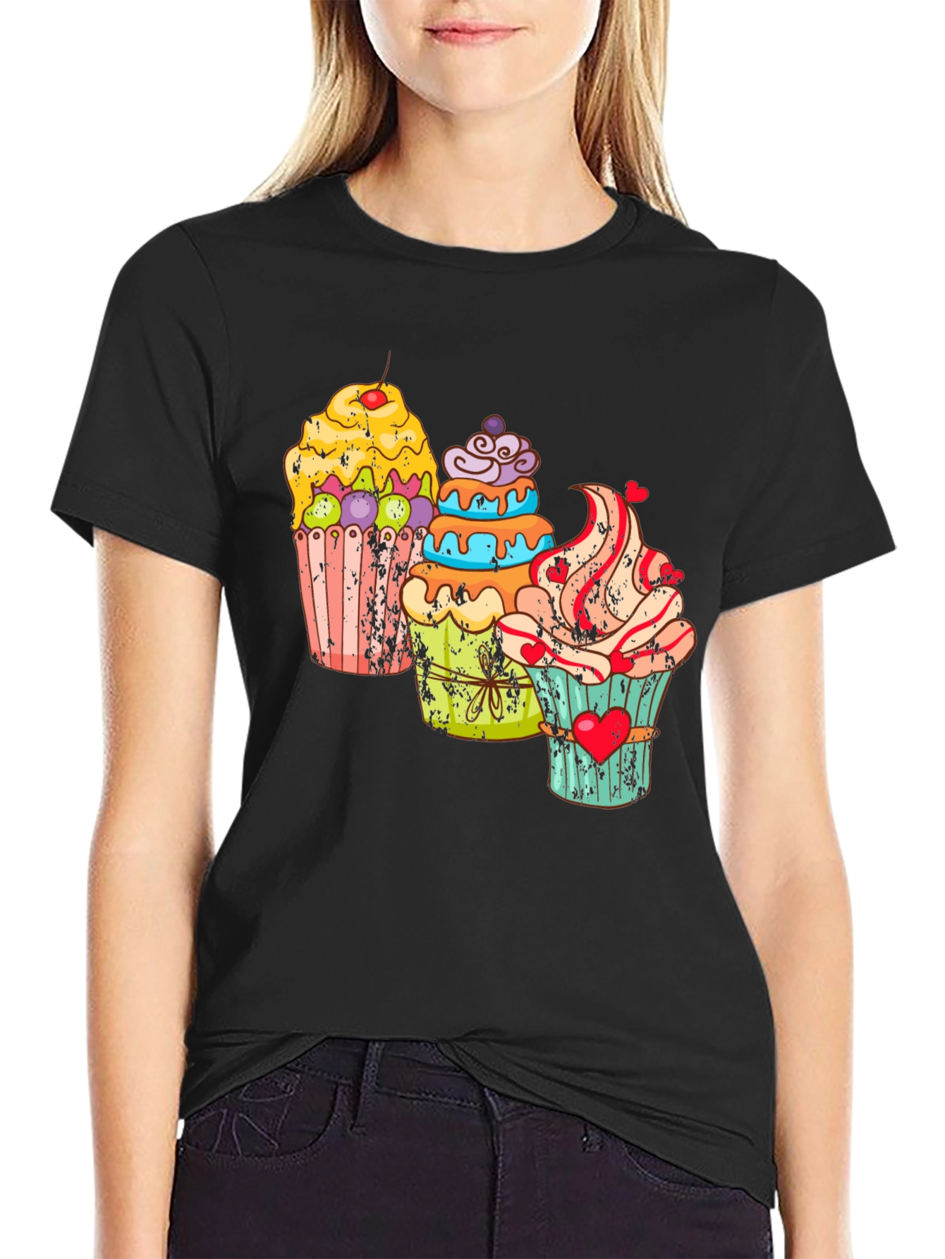 Black Cupcake Graphic T-Shirt view 2