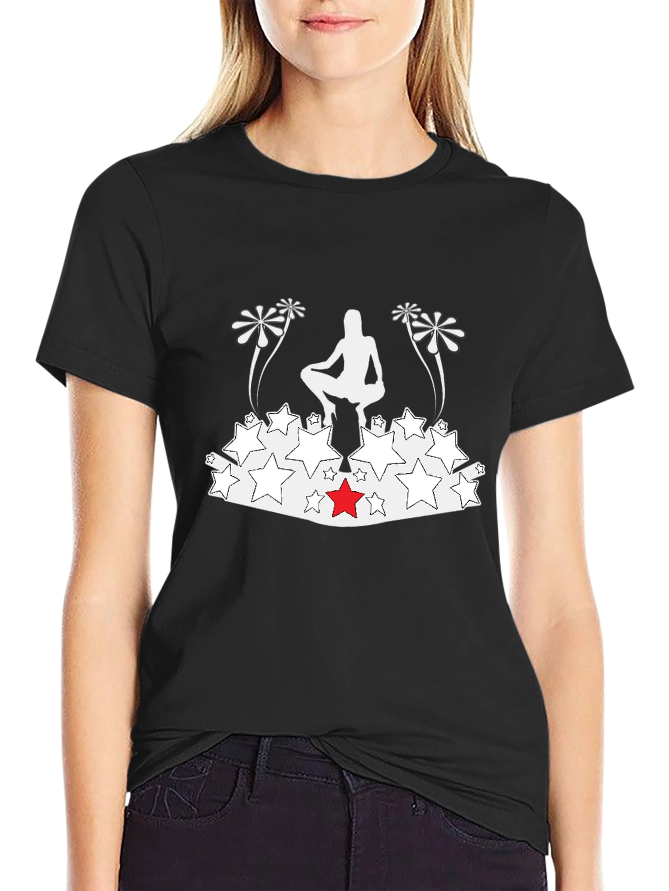 Black Novelty Graphic Tee - Silhouette Star Design view 2