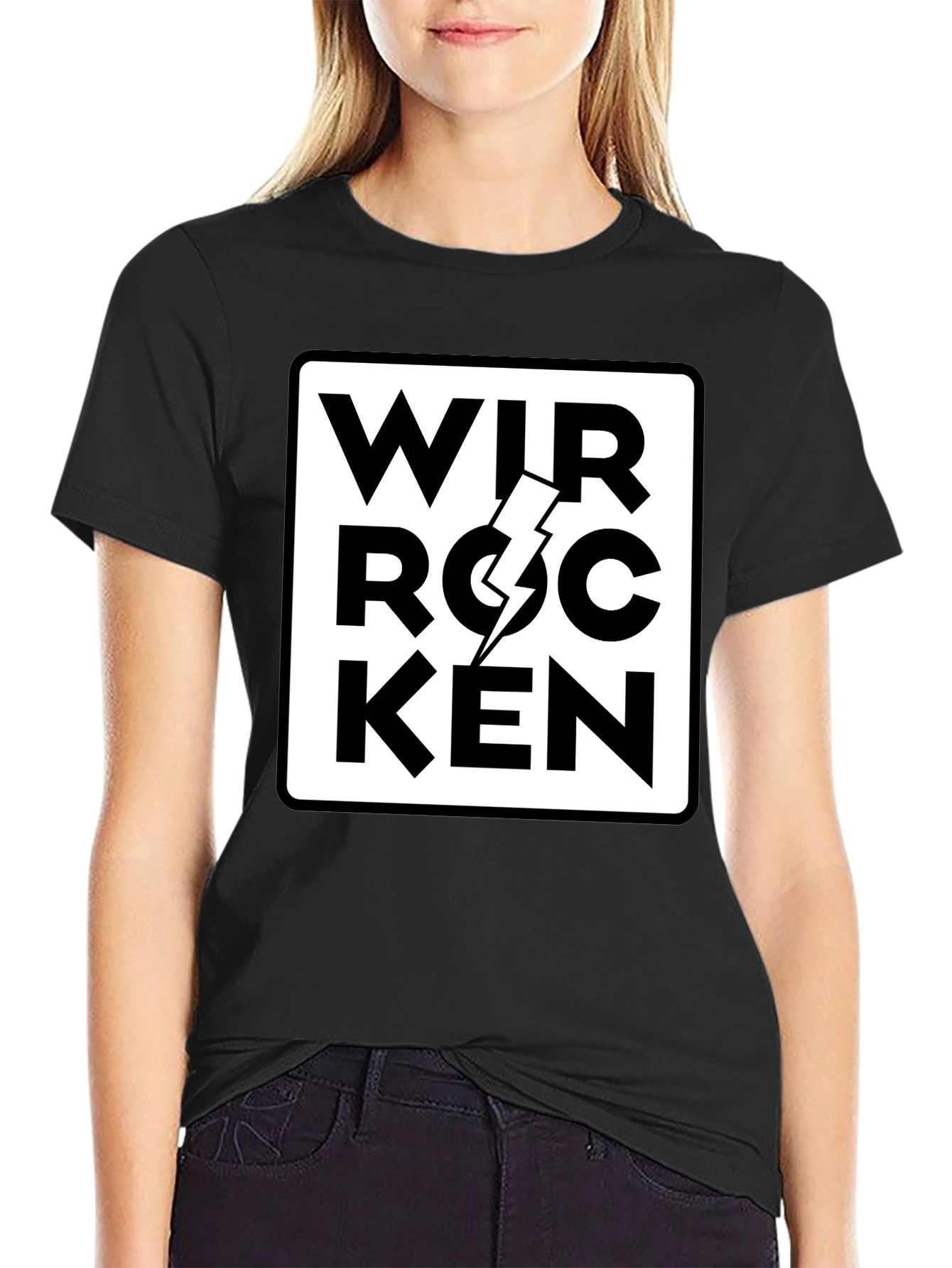 Black Wir Rocken T-Shirt - Black Graphic Tee view 2