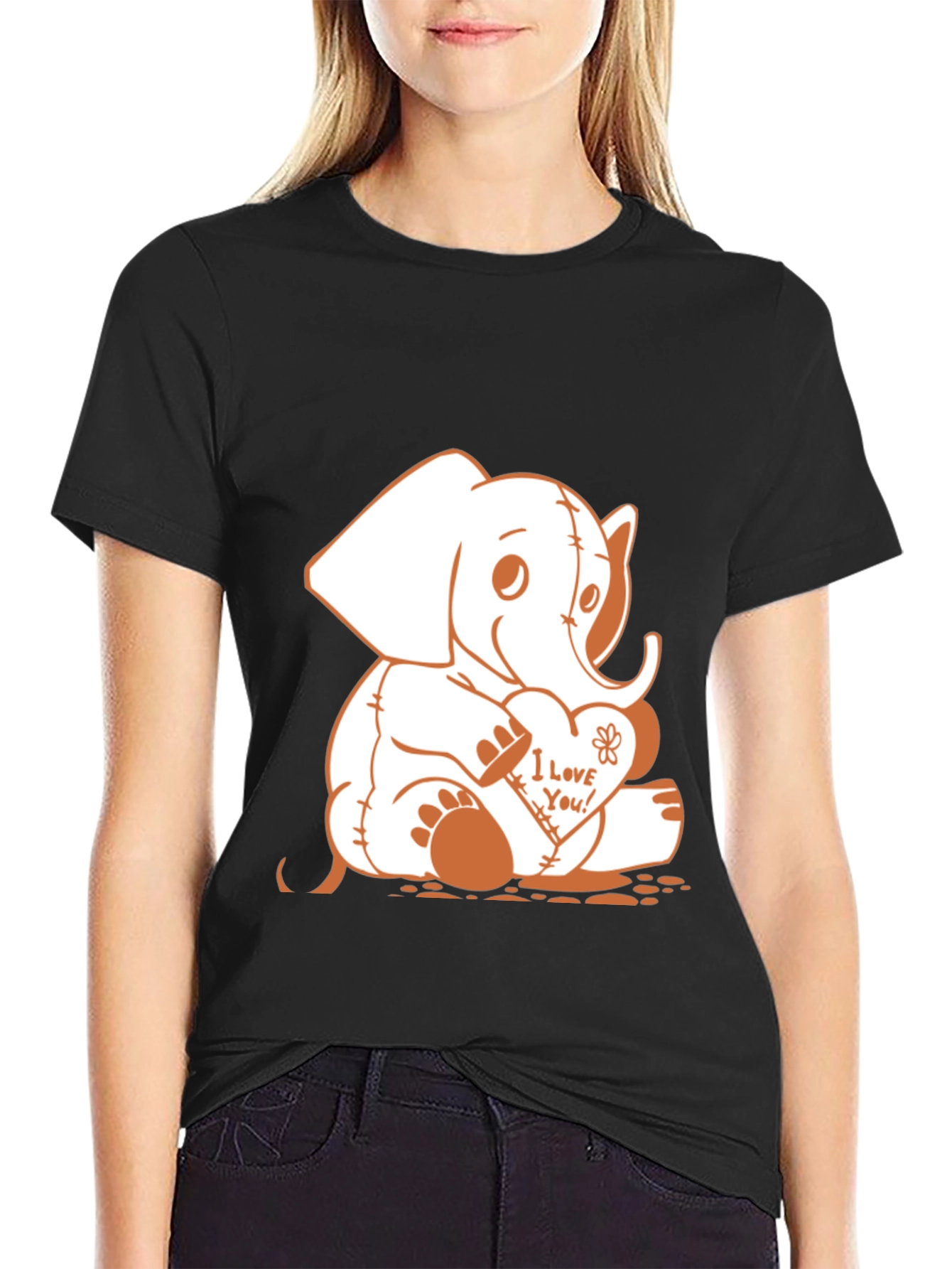 Black Elephant 'I Love You!' Graphic T-Shirt view 2