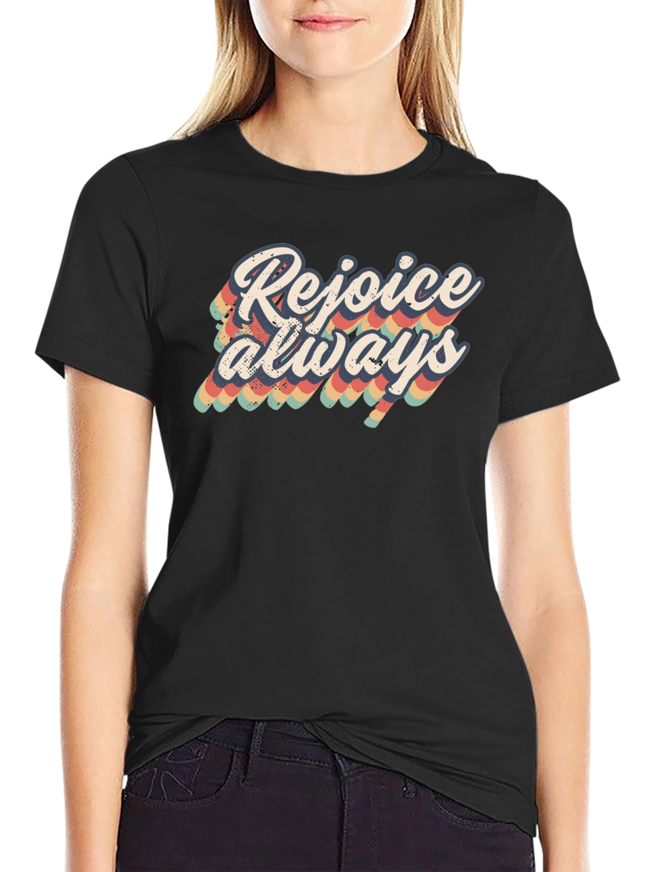 Black Rejoice Always Black Graphic Tee view 2