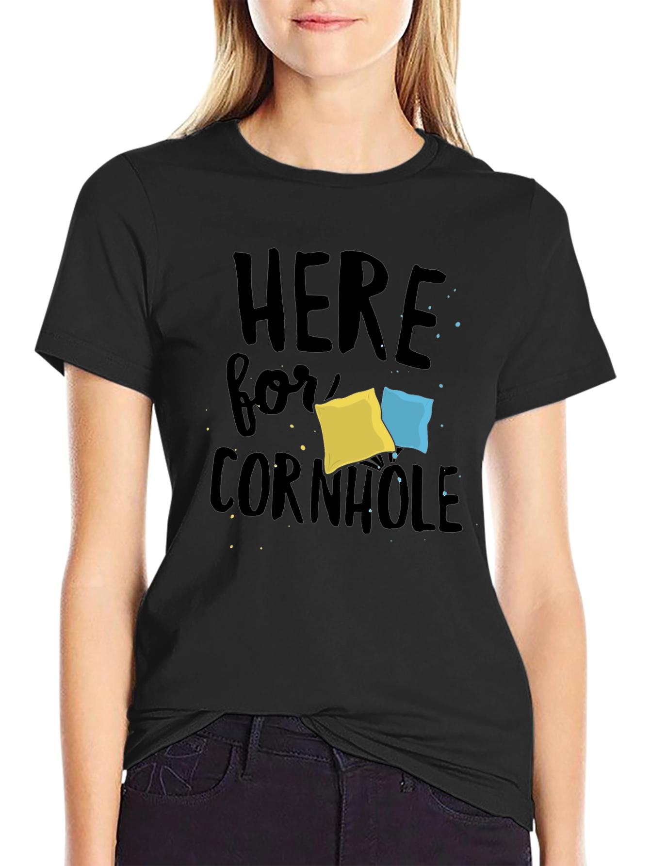 Black Here for Cornhole T-Shirt view 2