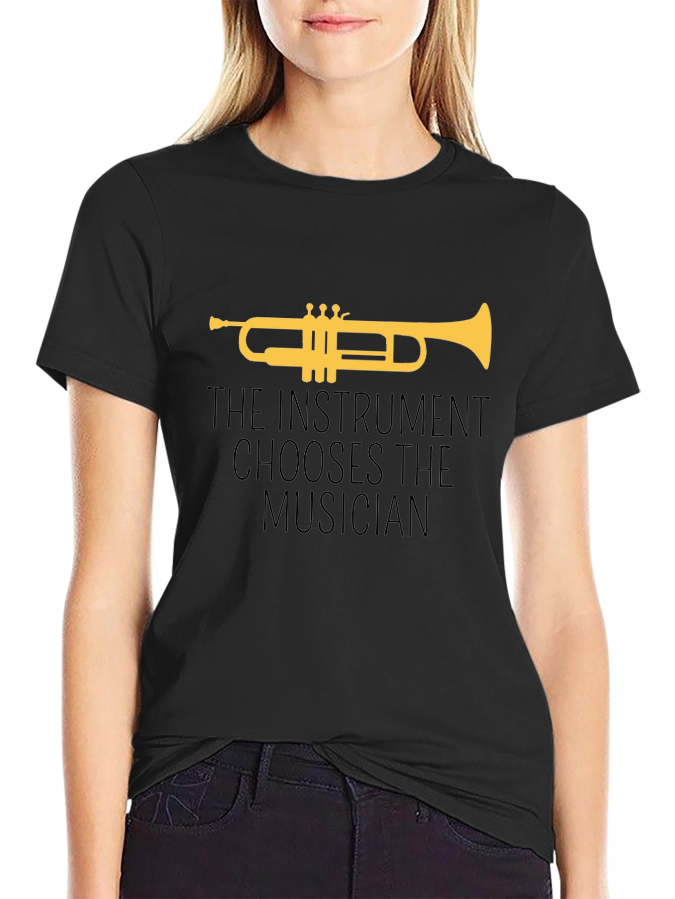 Black Trumpet Musician Graphic Tee view 2