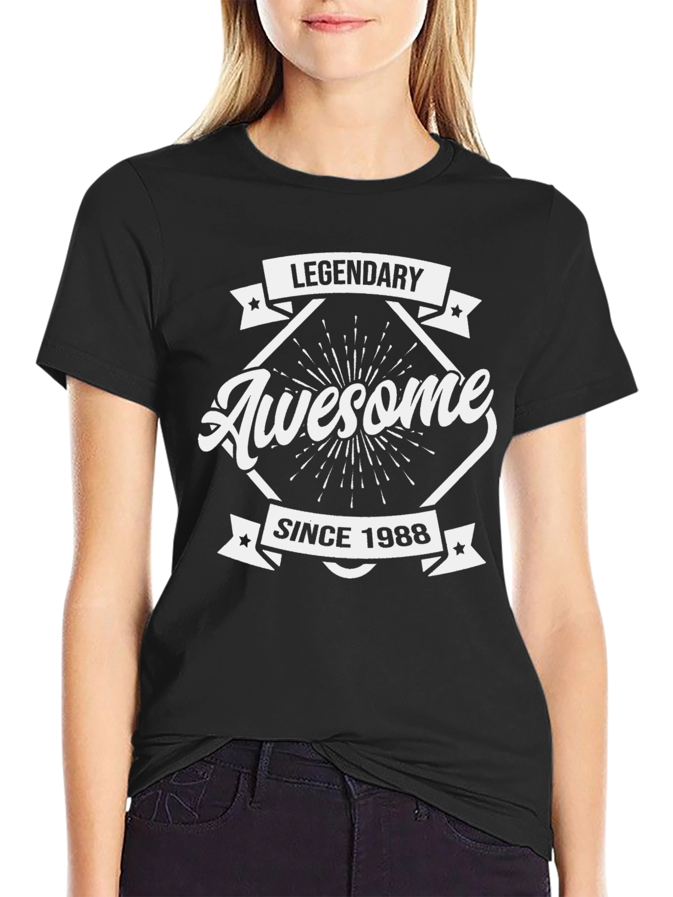 Black Legendary Awesome Since 1988 Black T-Shirt view 2