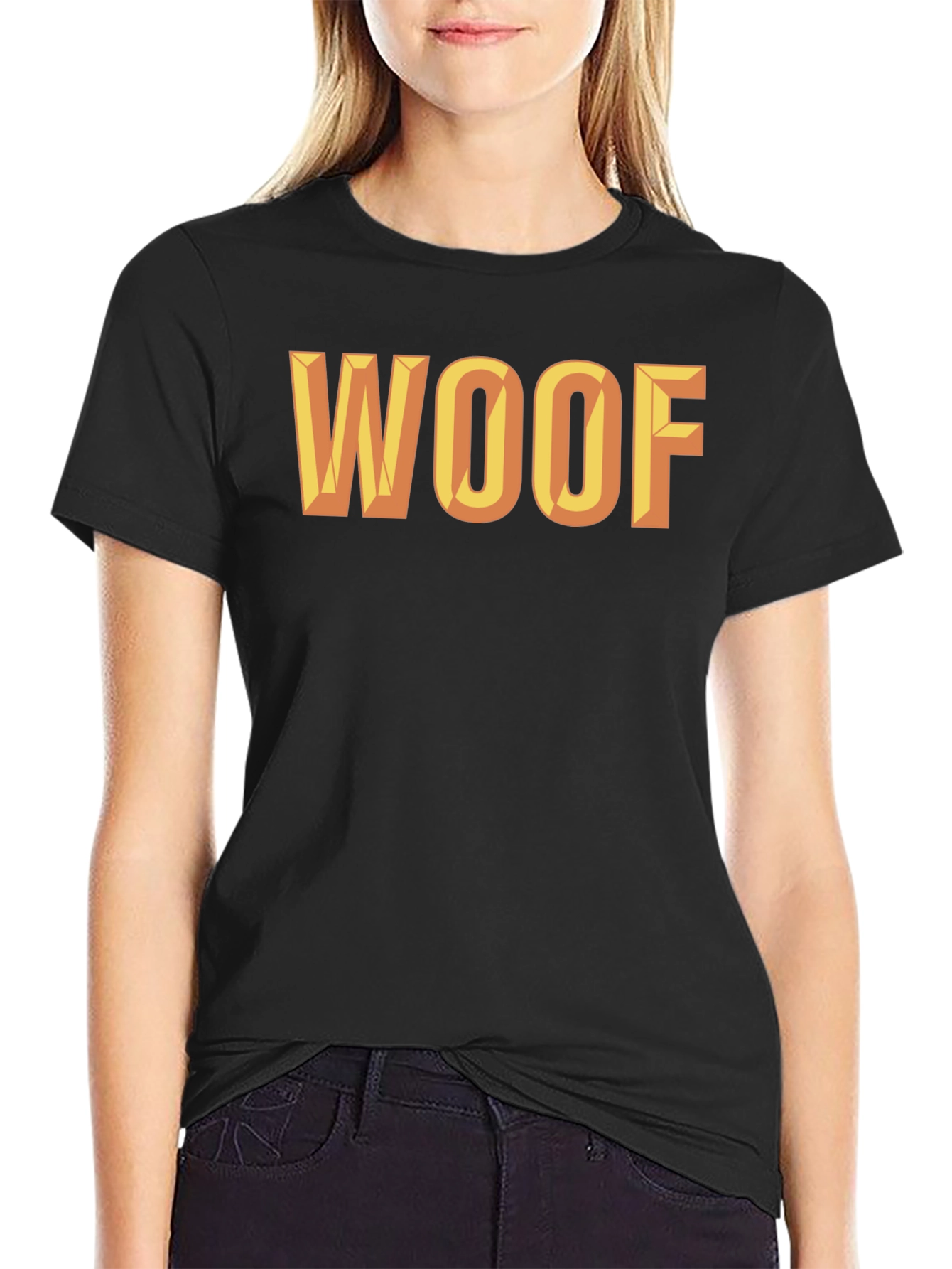 Black WOOF Graphic Tee - Bold Statement Shirt view 2