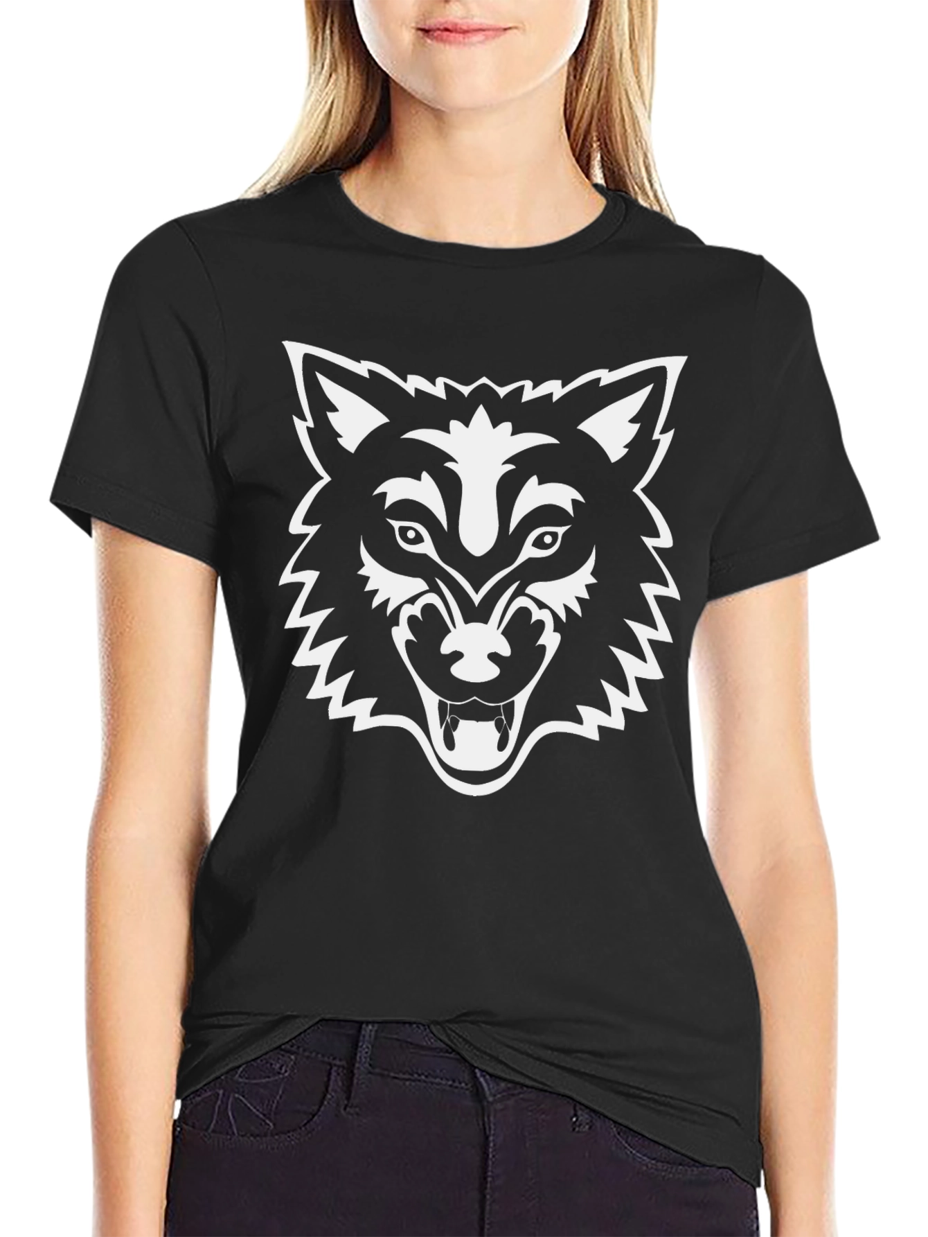 Black Black Wolf Graphic Tee - Fierce Style view 2