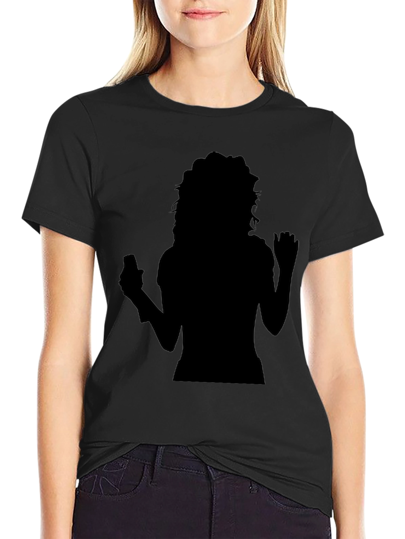Black Silhouette Graphic Print Tee - Trendy Black Shirt view 2