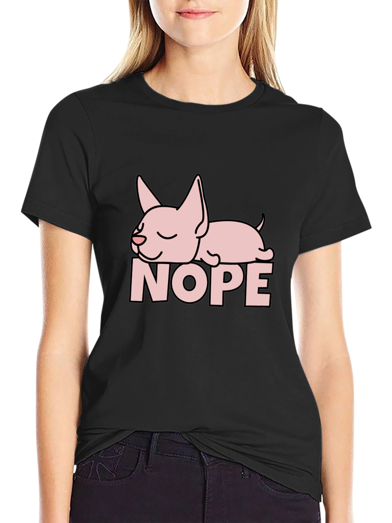 Black Nope Sloth T-Shirt - Funny Animal Graphic Tee view 2