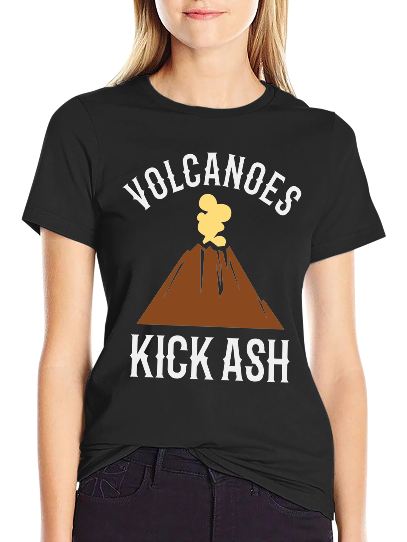 Black Volcanoes Kick Ash Graphic T-Shirt view 2