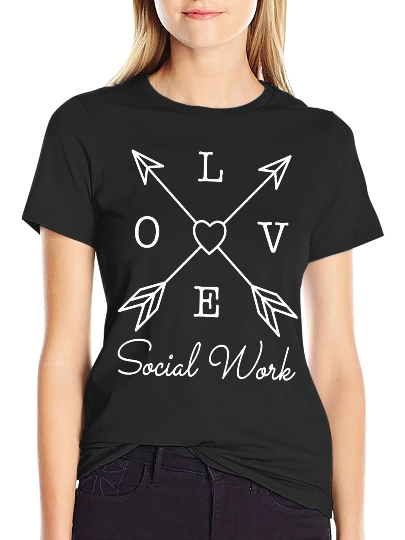 Black Love Social Work Arrow T-Shirt view 2