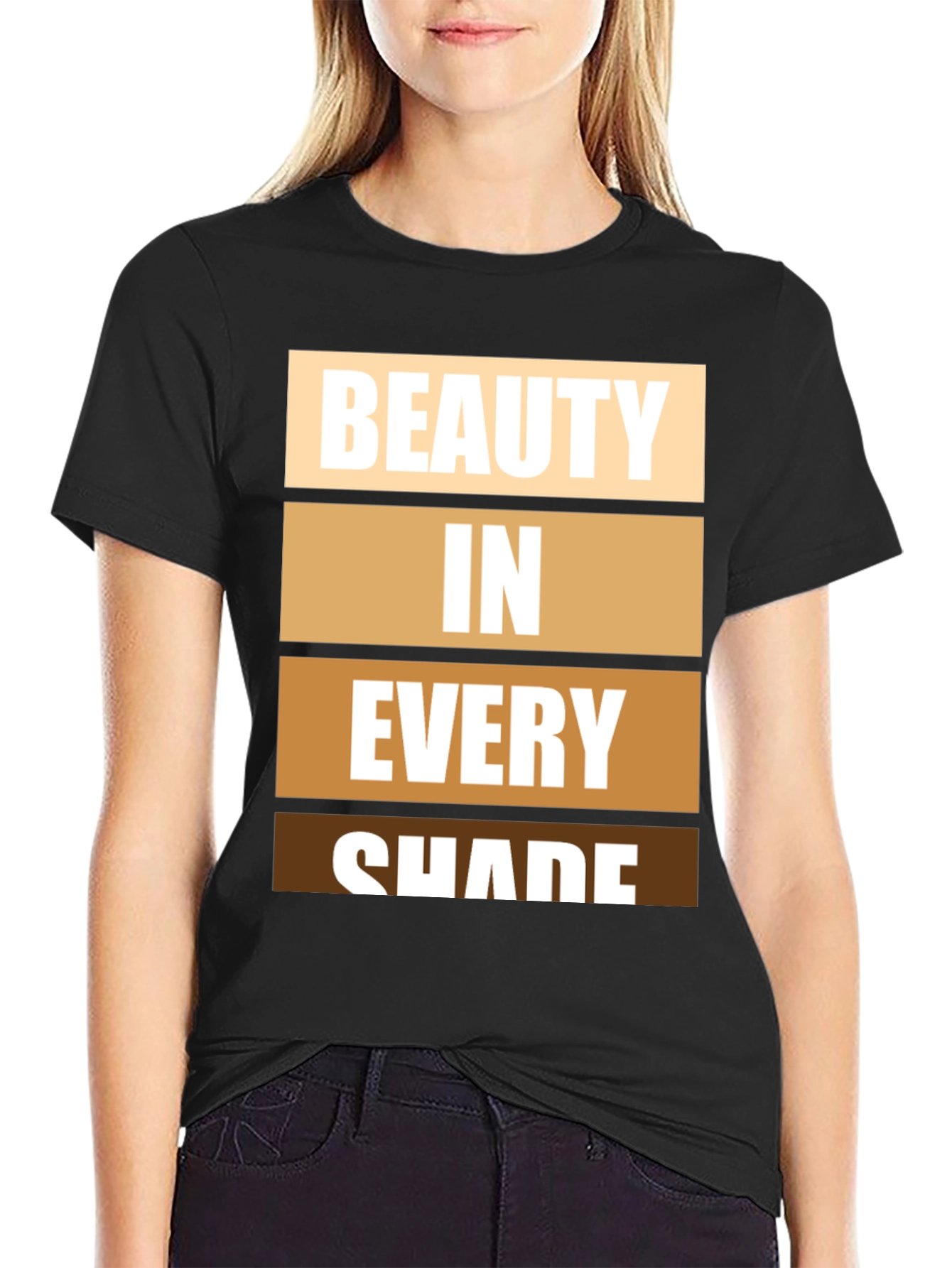 Black Beauty in Every Shade T-Shirt - Diverse Skin Tone Design view 2