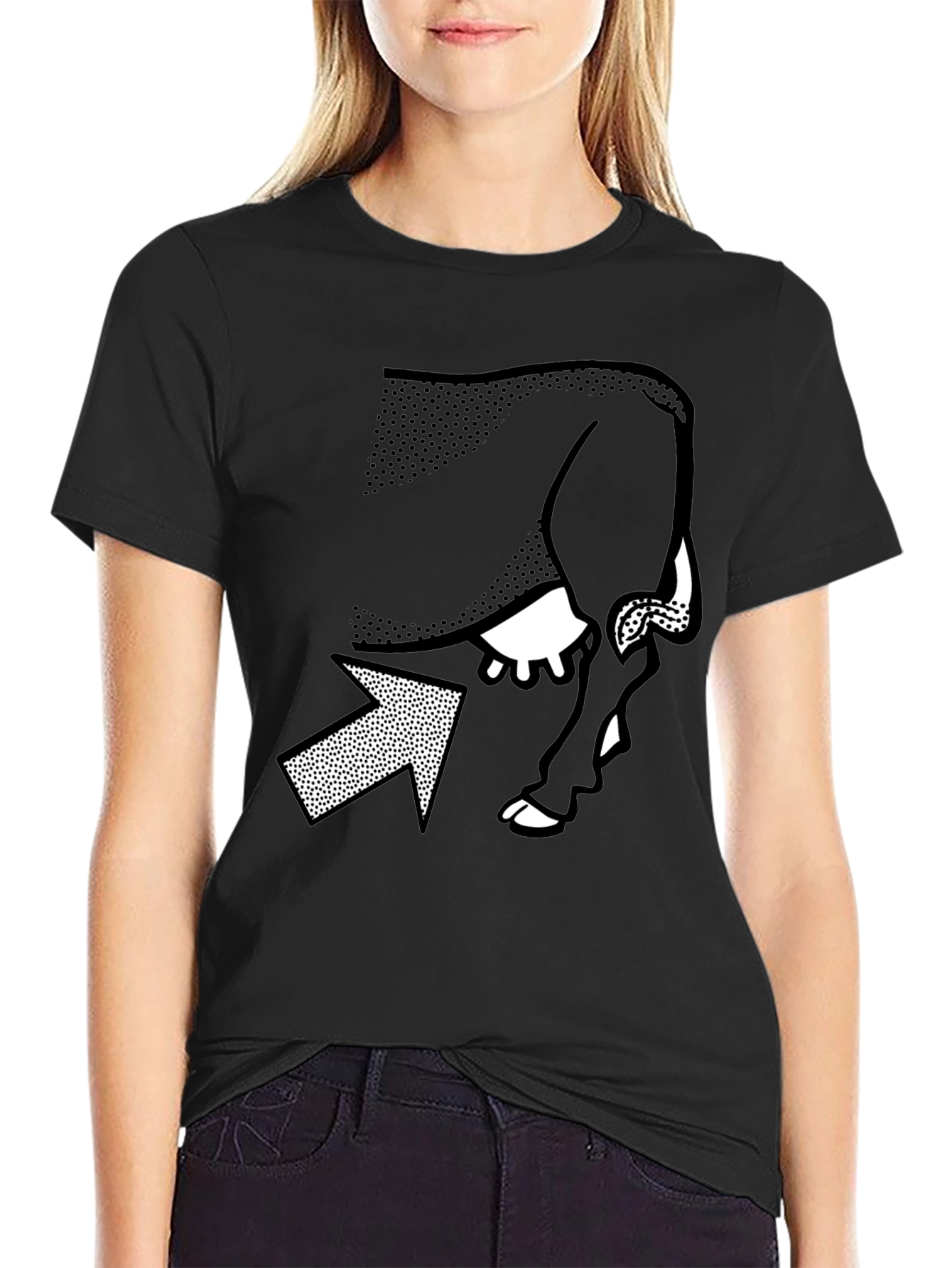 Black Optical Illusion T-Shirt - Cow or Woman? view 2
