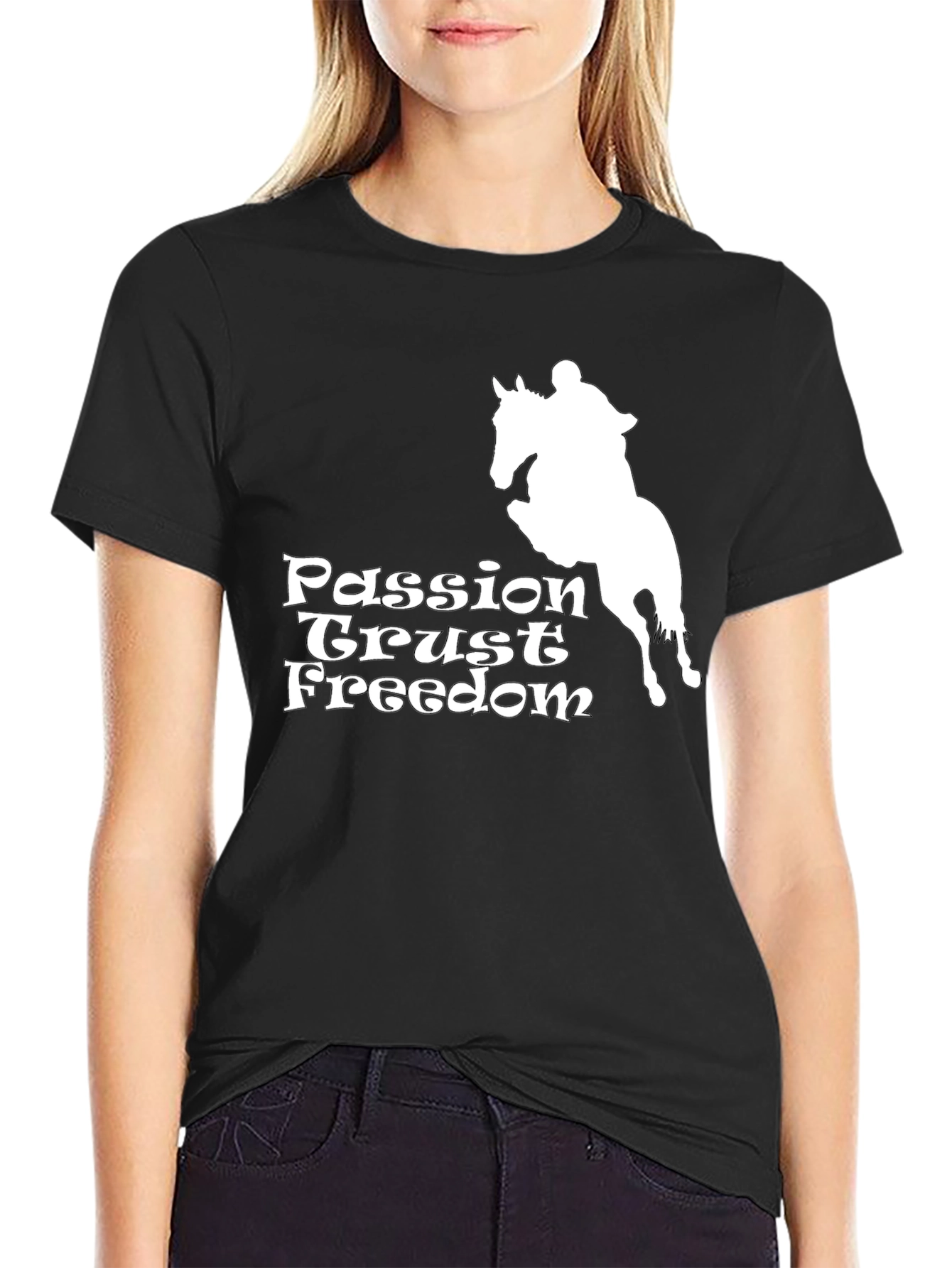 Black Passion Trust Freedom Horse Graphic Tee view 2