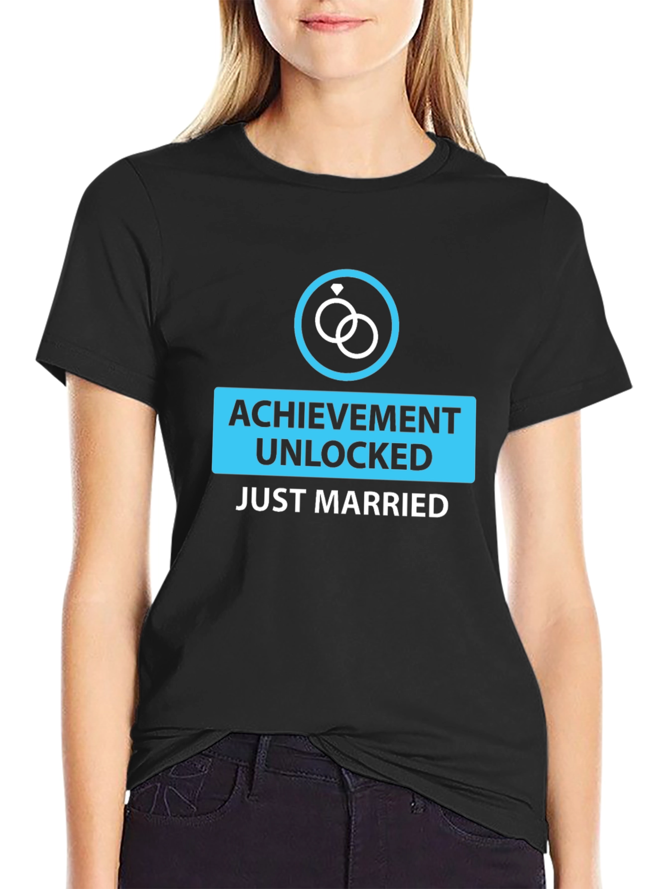 Achievement Unlocked Just Married Black Tee - 2