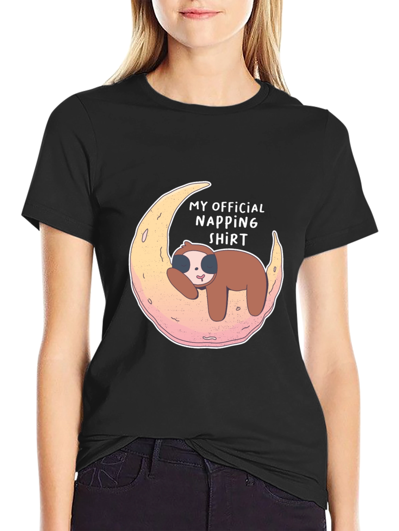 Black Napping Sloth T-Shirt - Official Napping Shirt Tee view 2