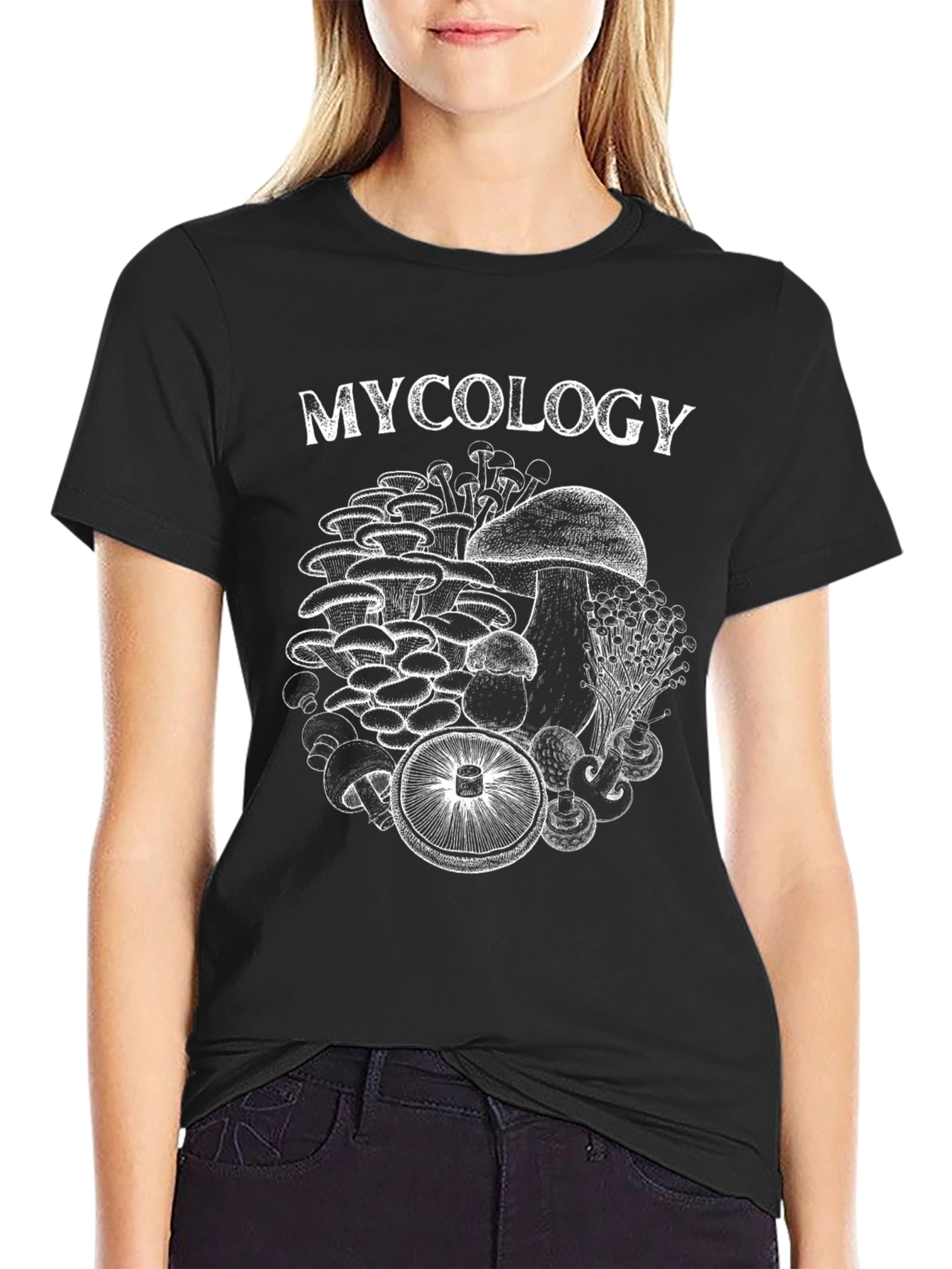 Black Mycology T-Shirt - Mushroom Graphic Tee view 2