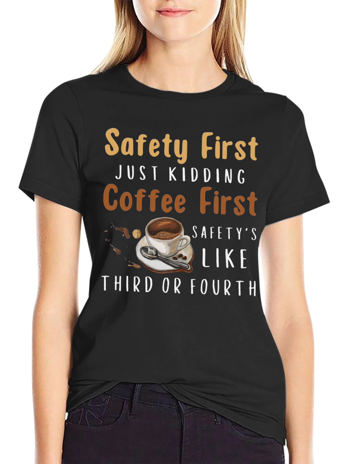 Black Coffee First T-Shirt Funny Sarcastic Novelty Tee view 2