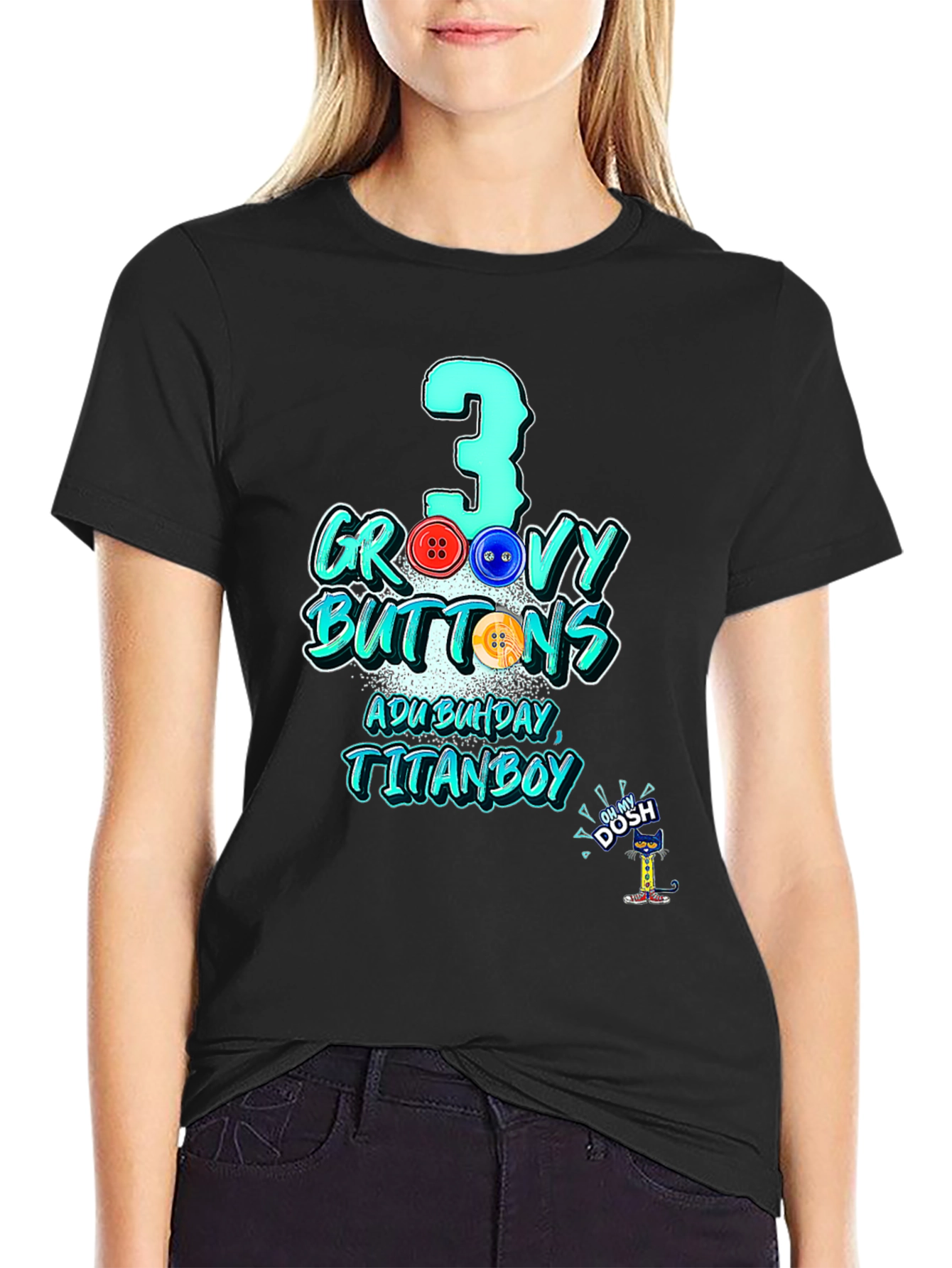 Black Groovy 3 Buttons T-Shirt Birthday Gift view 2
