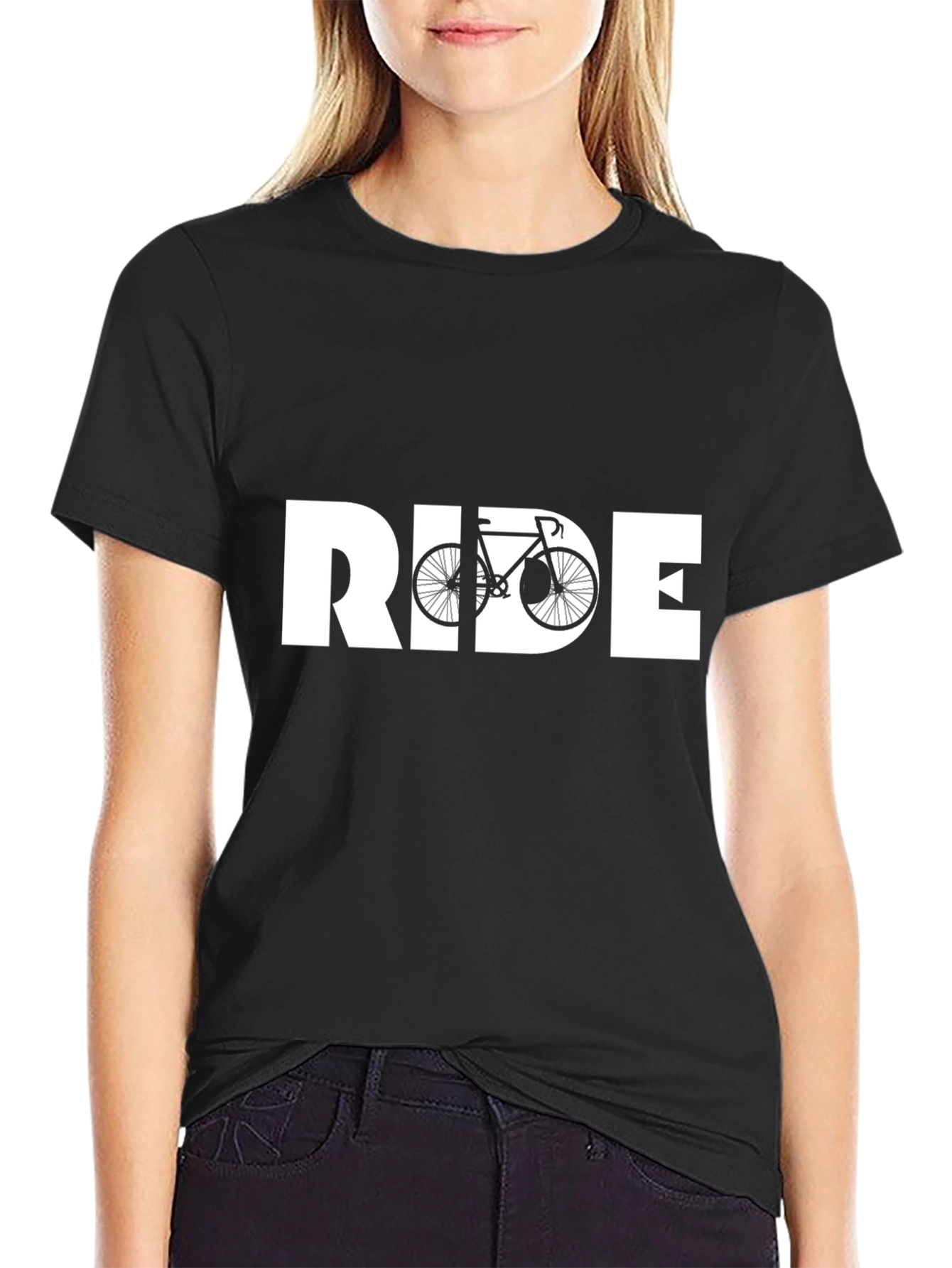 Black Ride Bike T-Shirt - Cycling Enthusiast Apparel view 2