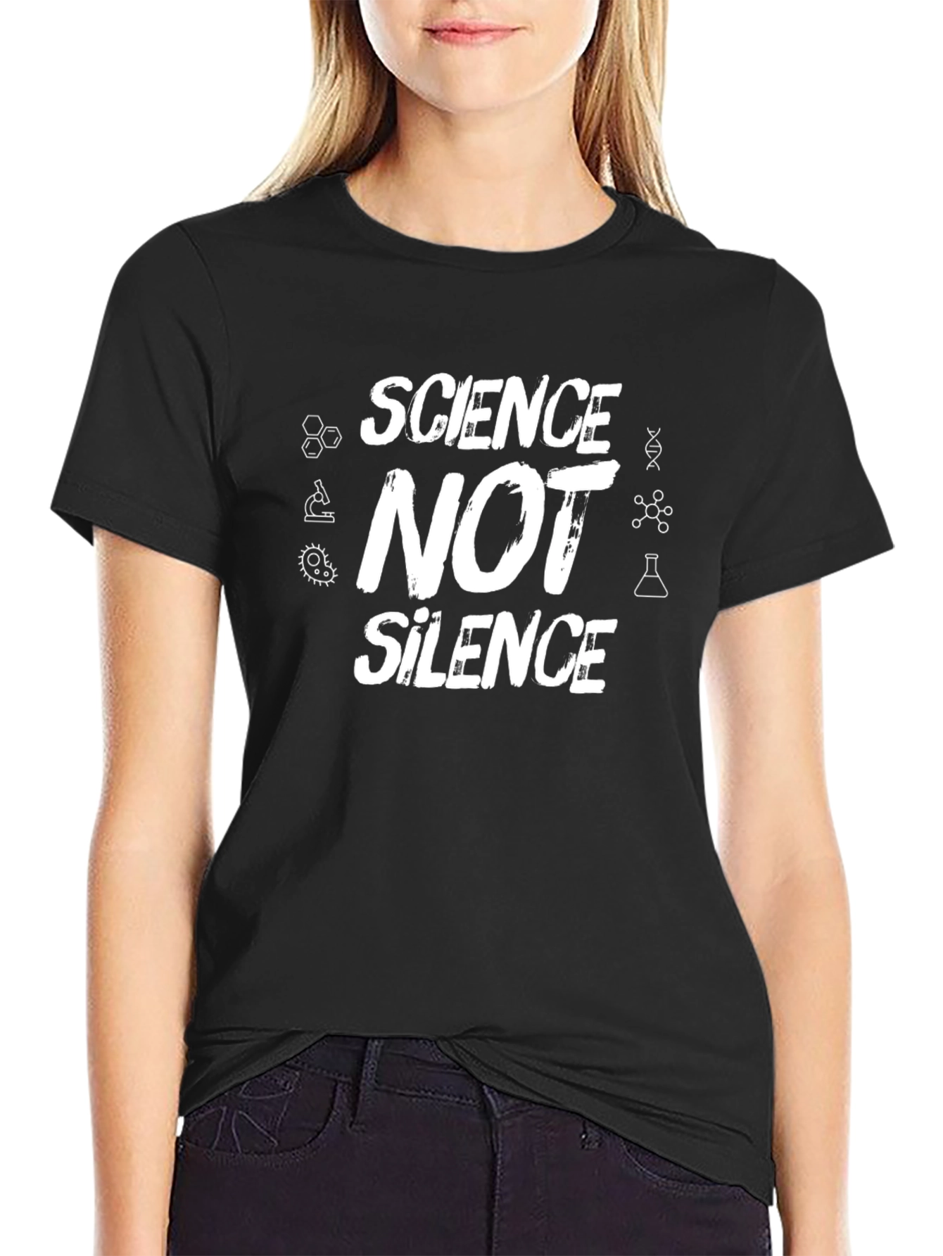Black Science Not Silence Graphic T-Shirt - Black view 2