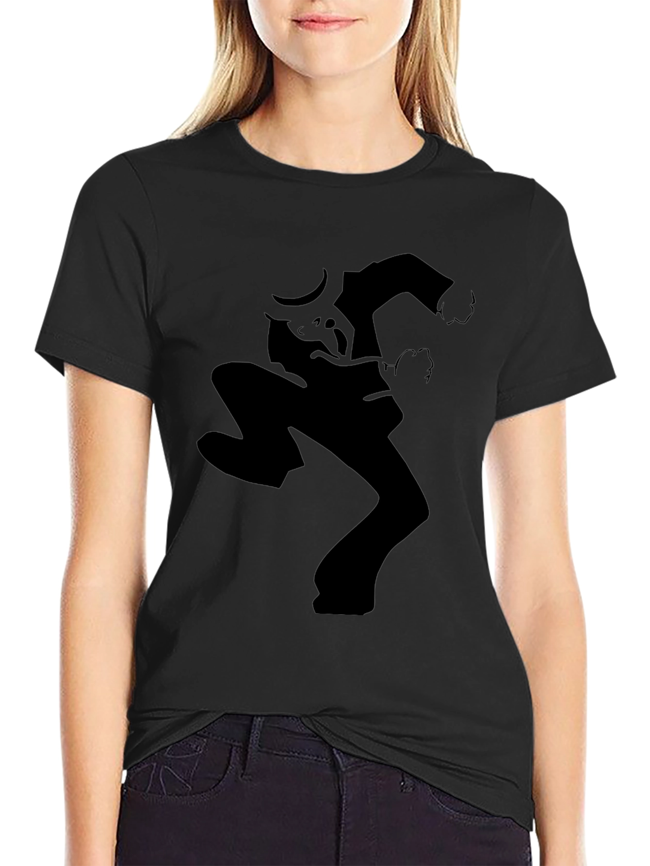 Black Silhouette Dance Graphic Tee - Black Casual Style view 2