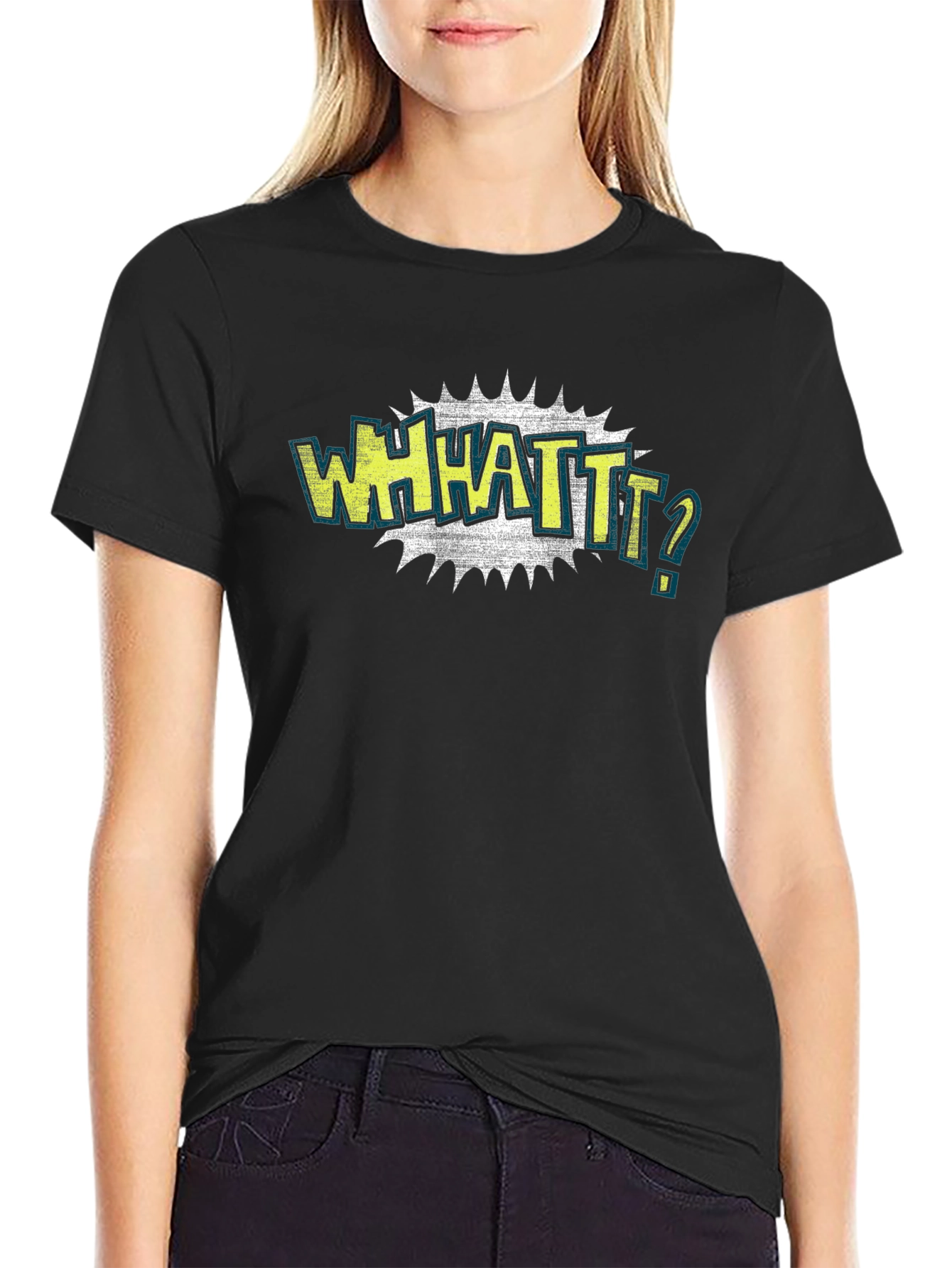 Black WHHATT? Graphic Tee - Black T-Shirt view 2