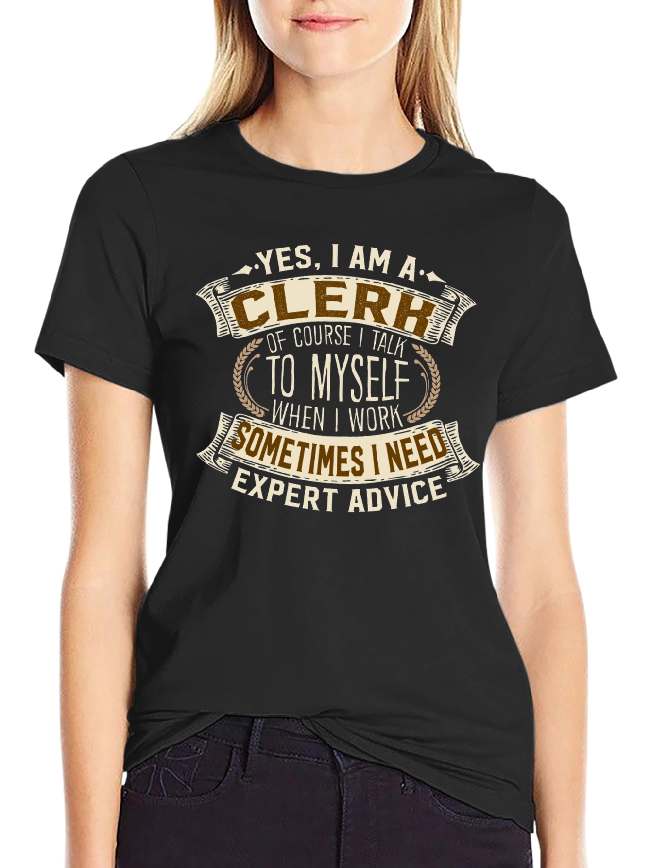Black Clerk T-Shirt: Yes, I Talk To Myself! view 2
